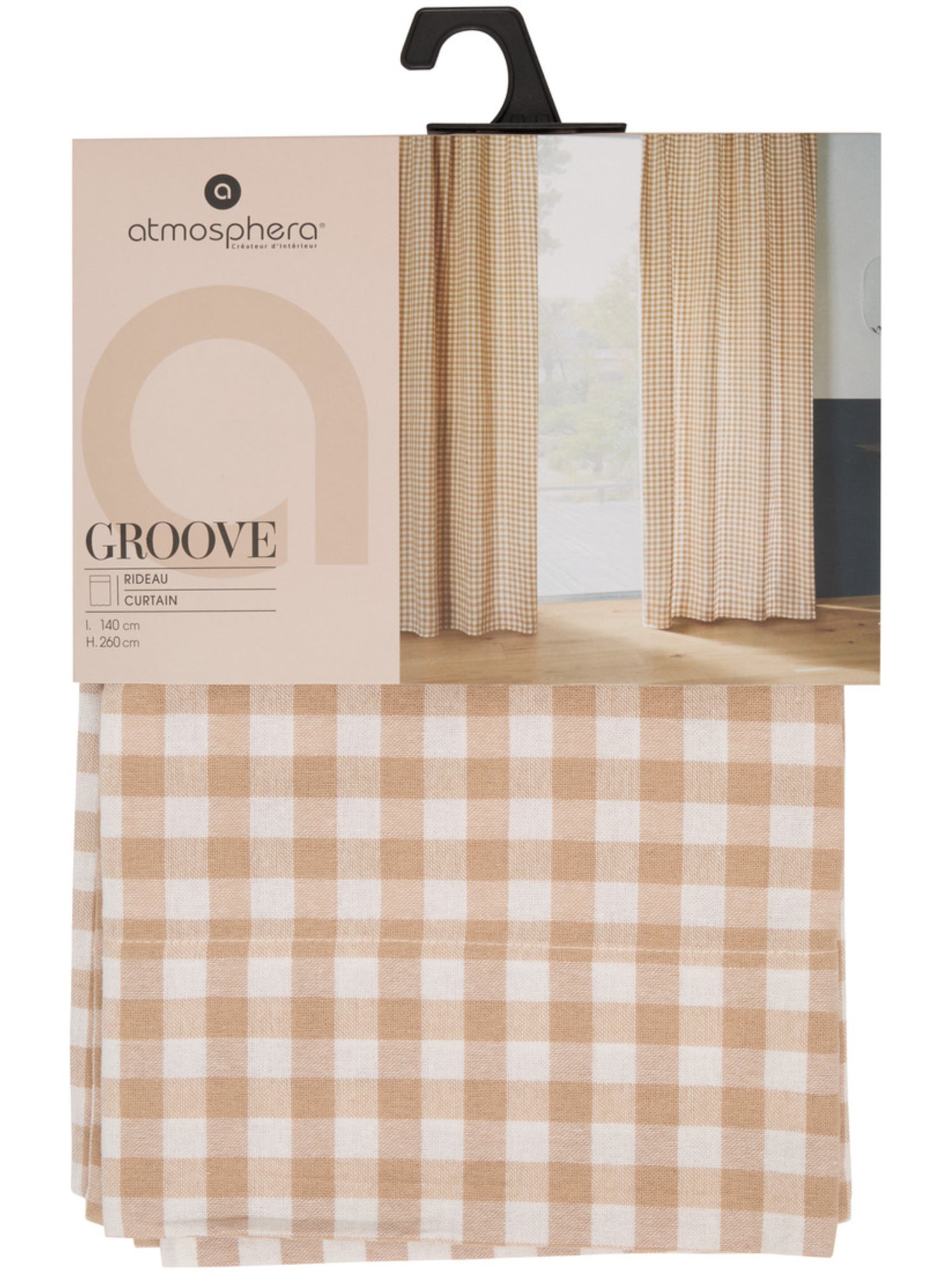 Rideau motif vichy en coton groove - Lin