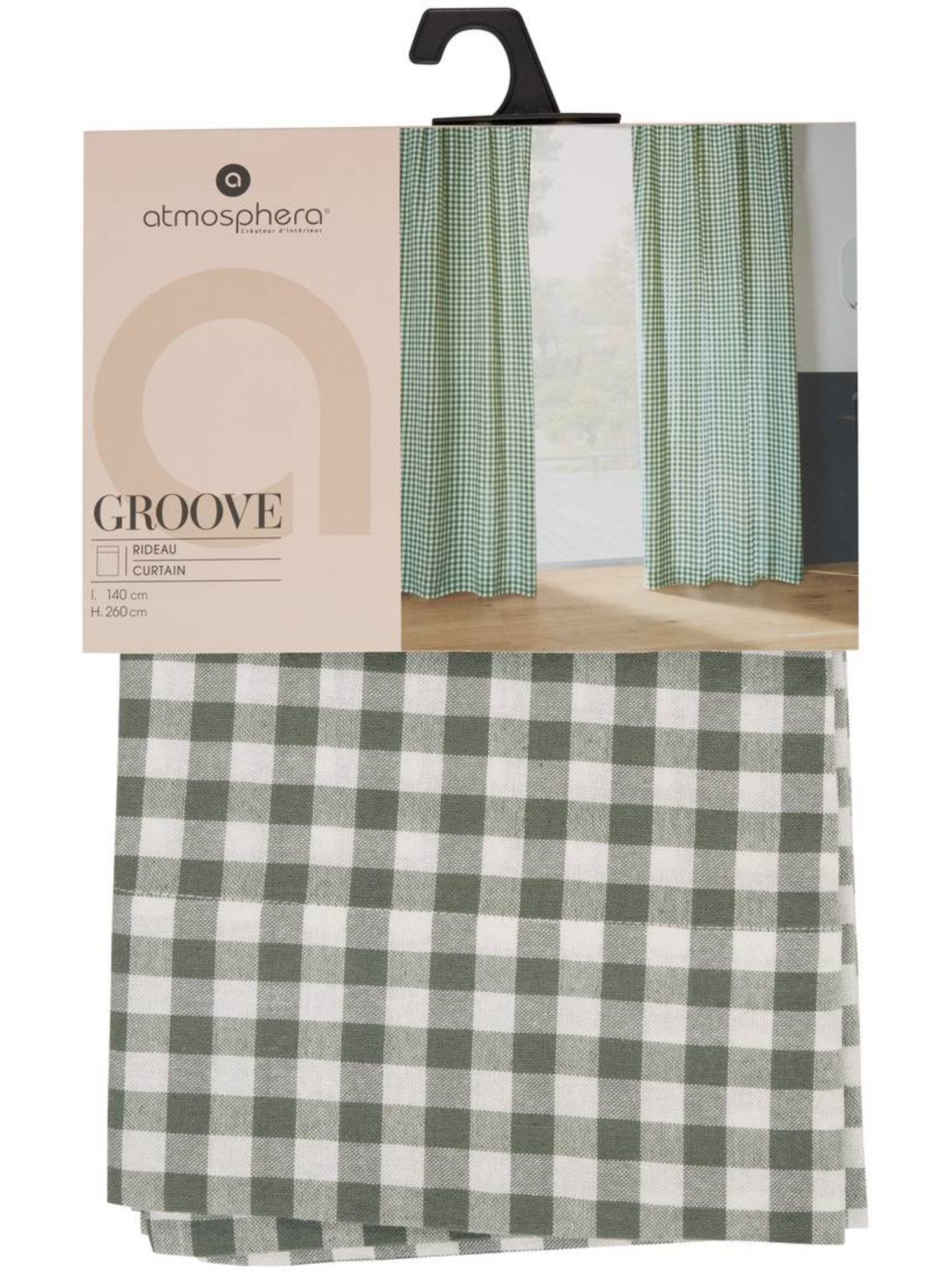 Rideau motif vichy en coton groove - Vert