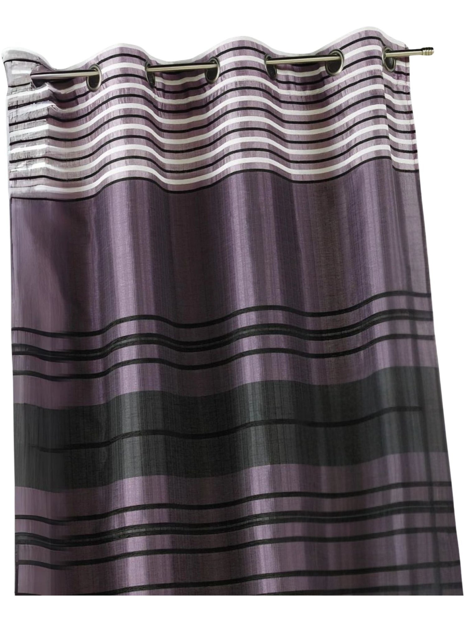 Rideau shantung rayure chenille - Violet prune