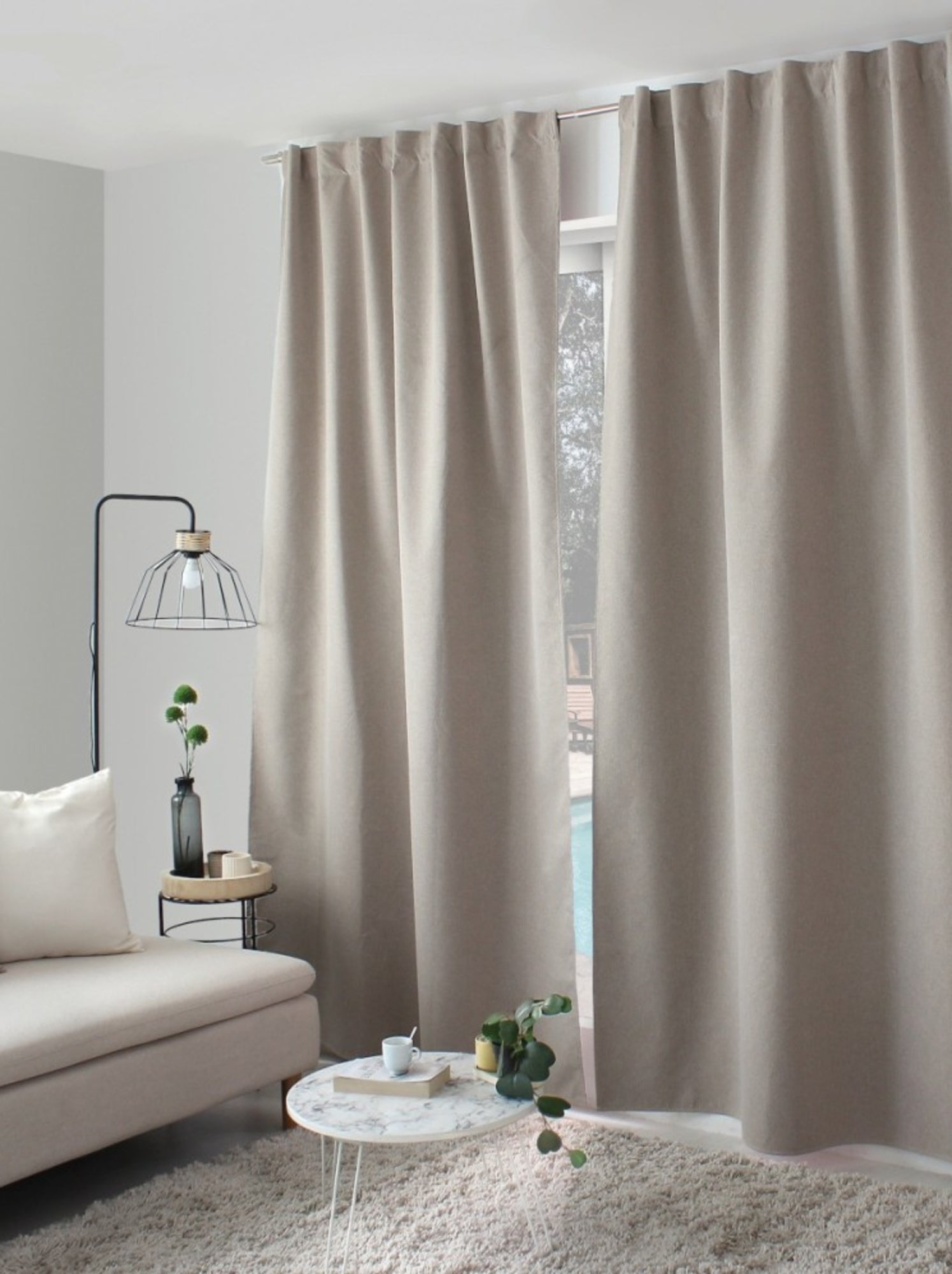 Rideau total occultant 140x240 pattes cachées Gris clair - Beige