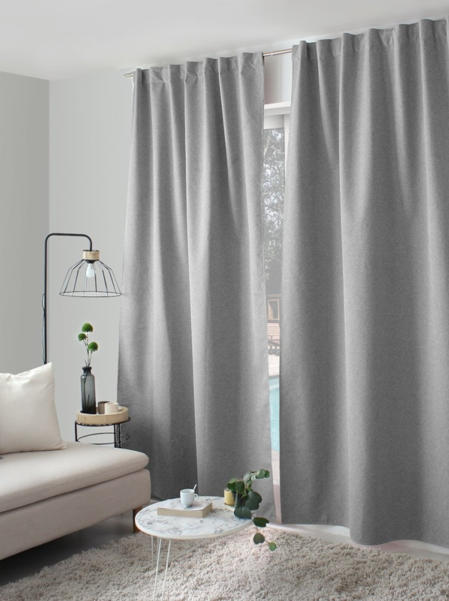 Rideau total occultant 140x240 pattes cachées Gris clair - Gris