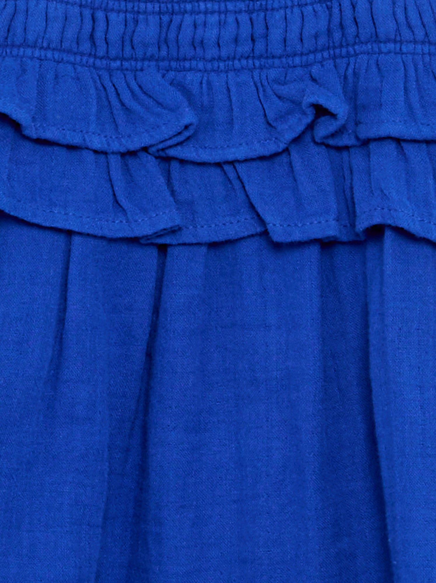 Robe à bretelles smokée avec volants - Bleu