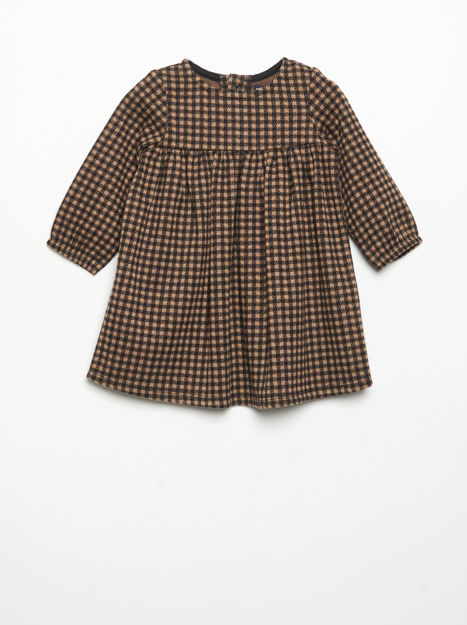 Robe à carreaux et manches longues - Beige (GJG16_1)