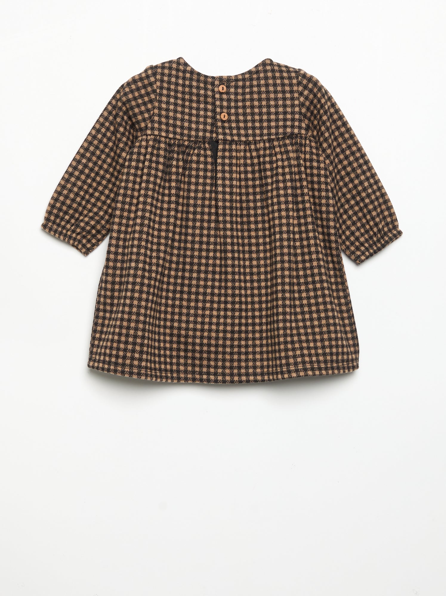 Robe à carreaux et manches longues - Beige (GJG16_1)
