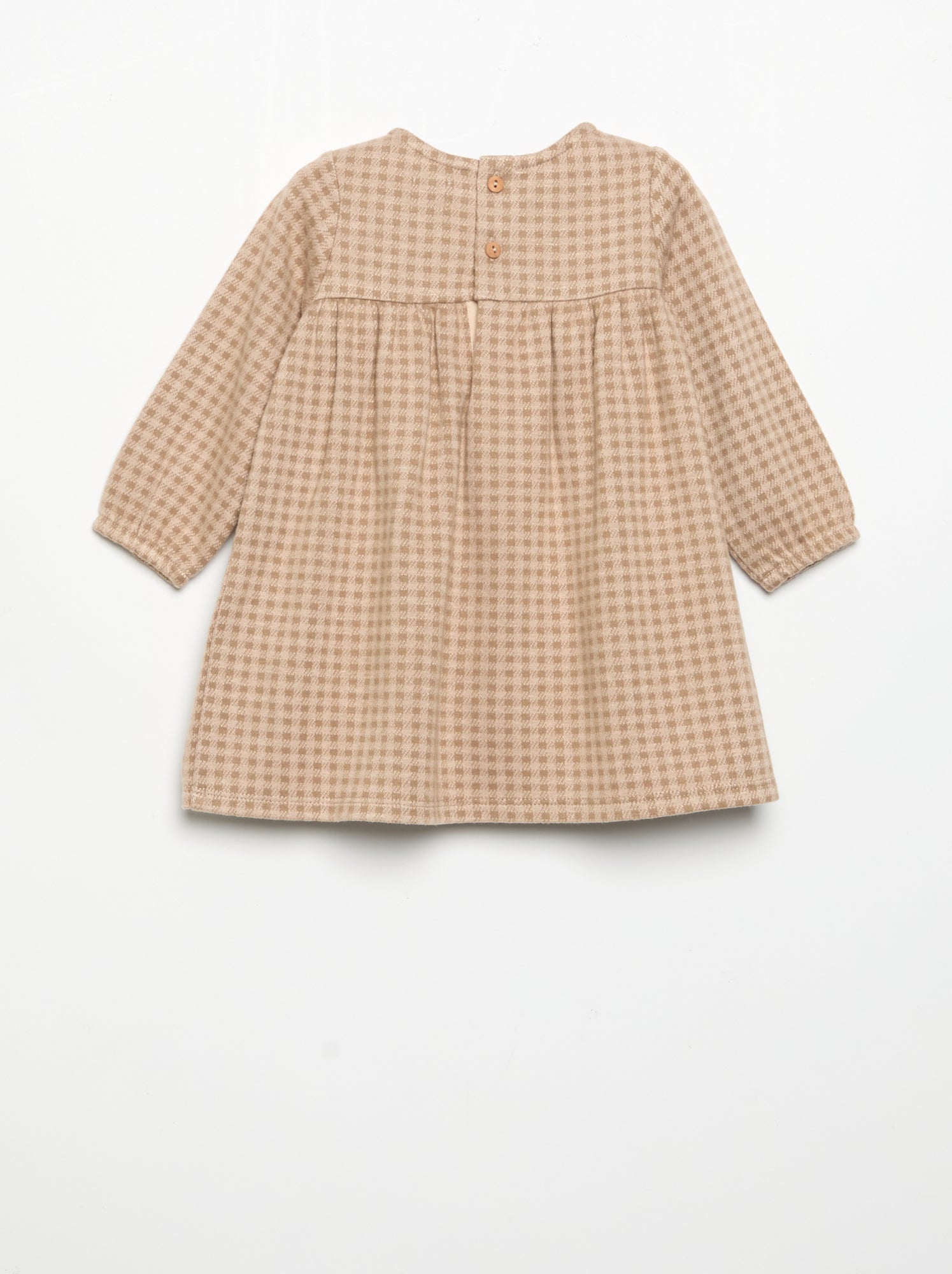 Robe à carreaux et manches longues - Beige (GJG16_2)