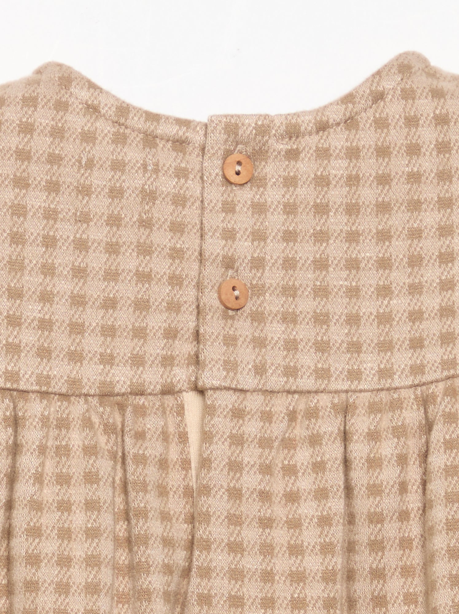 Robe à carreaux et manches longues - Beige (GJG16_2)