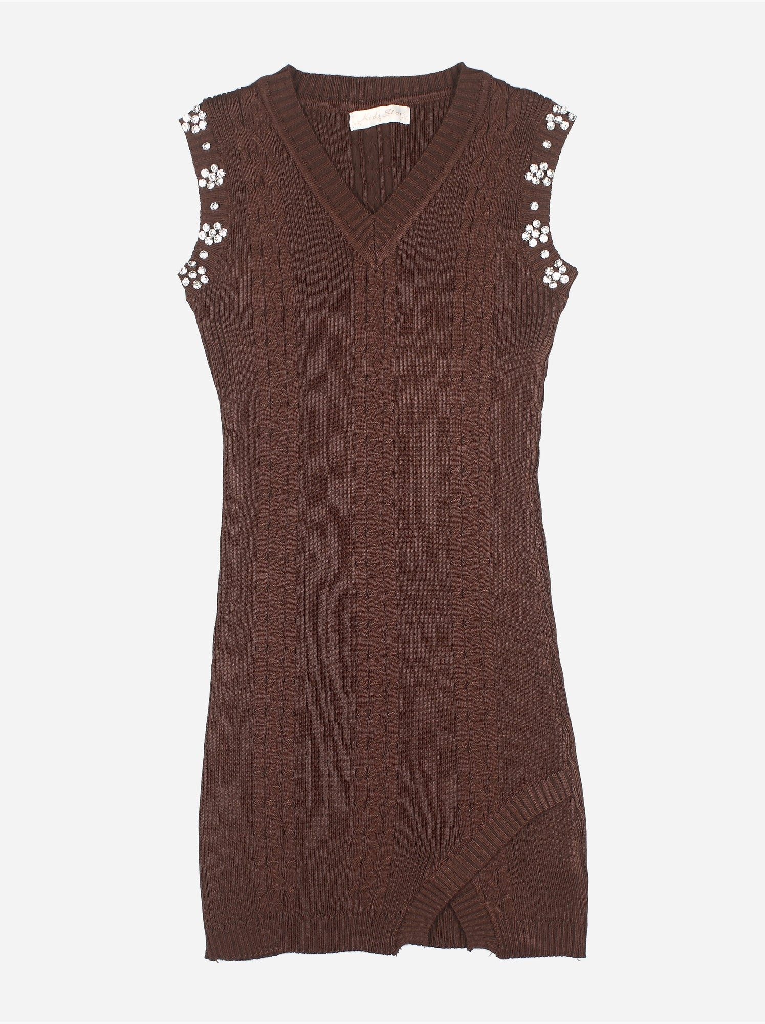 Robe à maille torsadée - Kids Star - Marron foncé