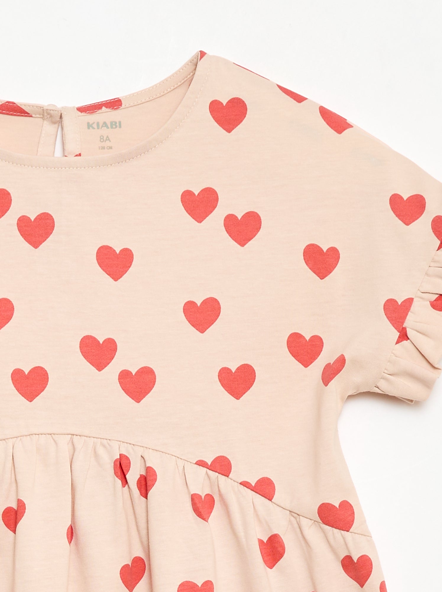 Robe à manches courtes en coton - Beige