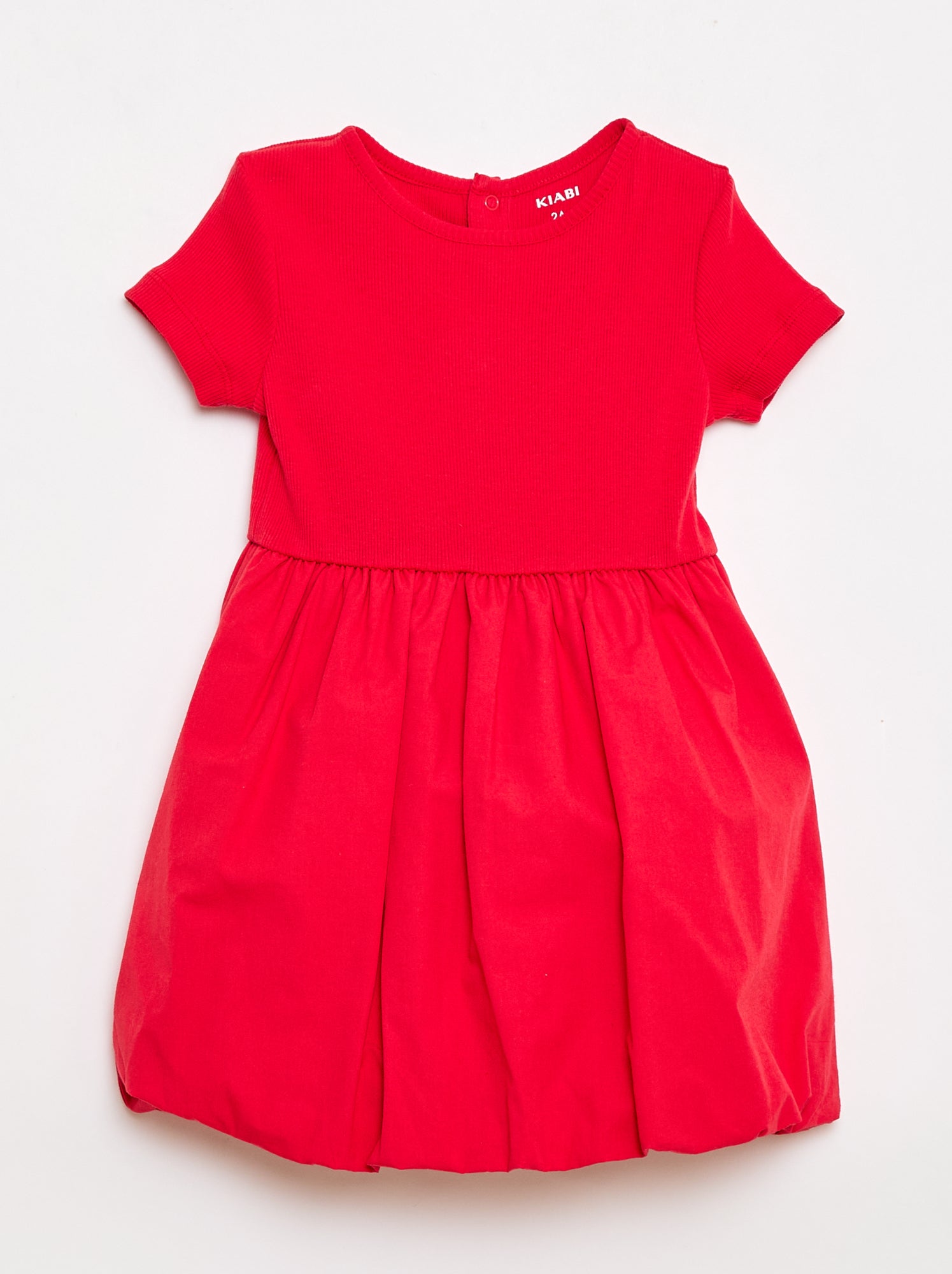 Robe à manches courtes forme boule - Rouge