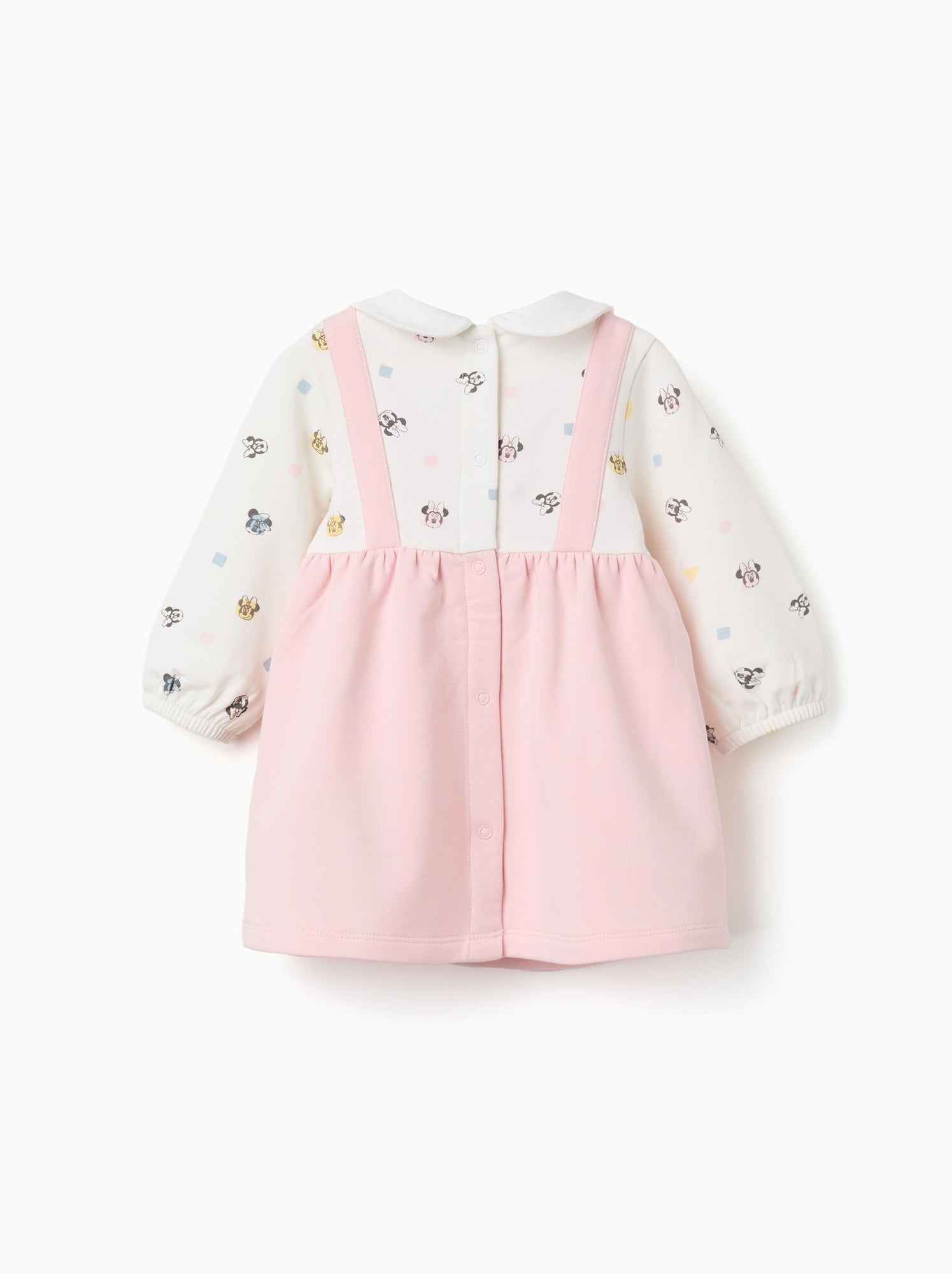 Robe à manches longues en coton peigné avec minnie - Rose