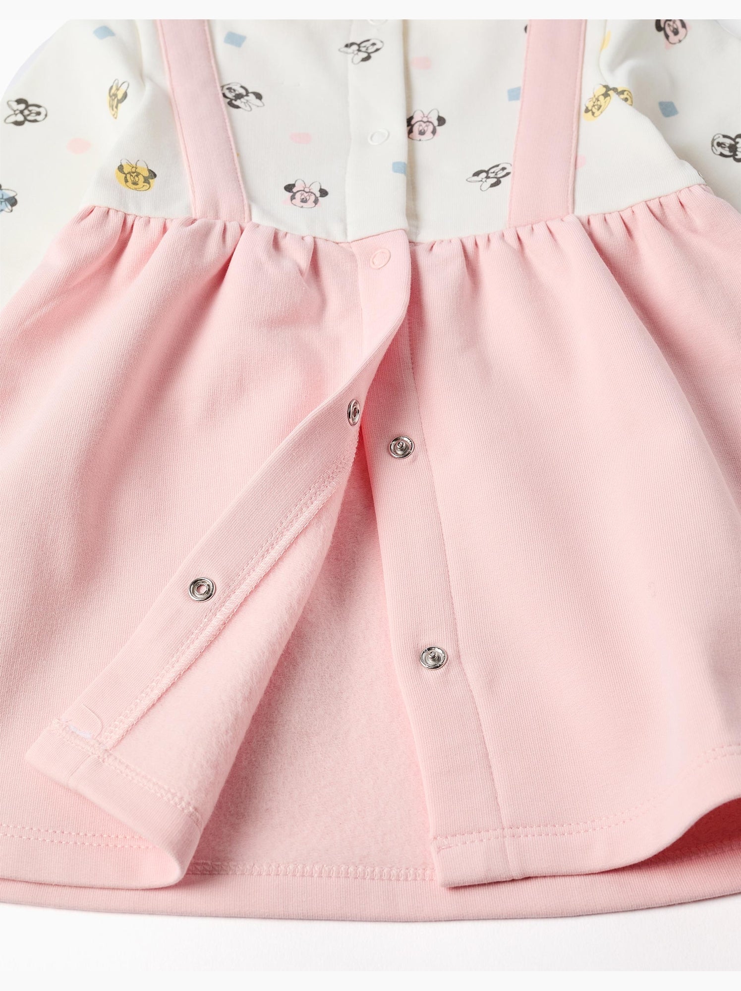 Robe à manches longues en coton peigné avec minnie - Rose
