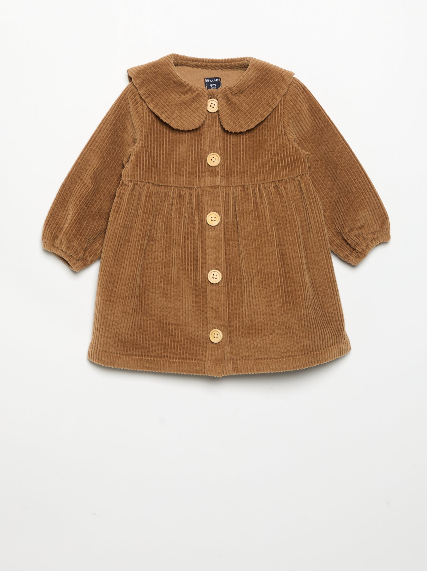 Robe à manches longues en velours - Beige