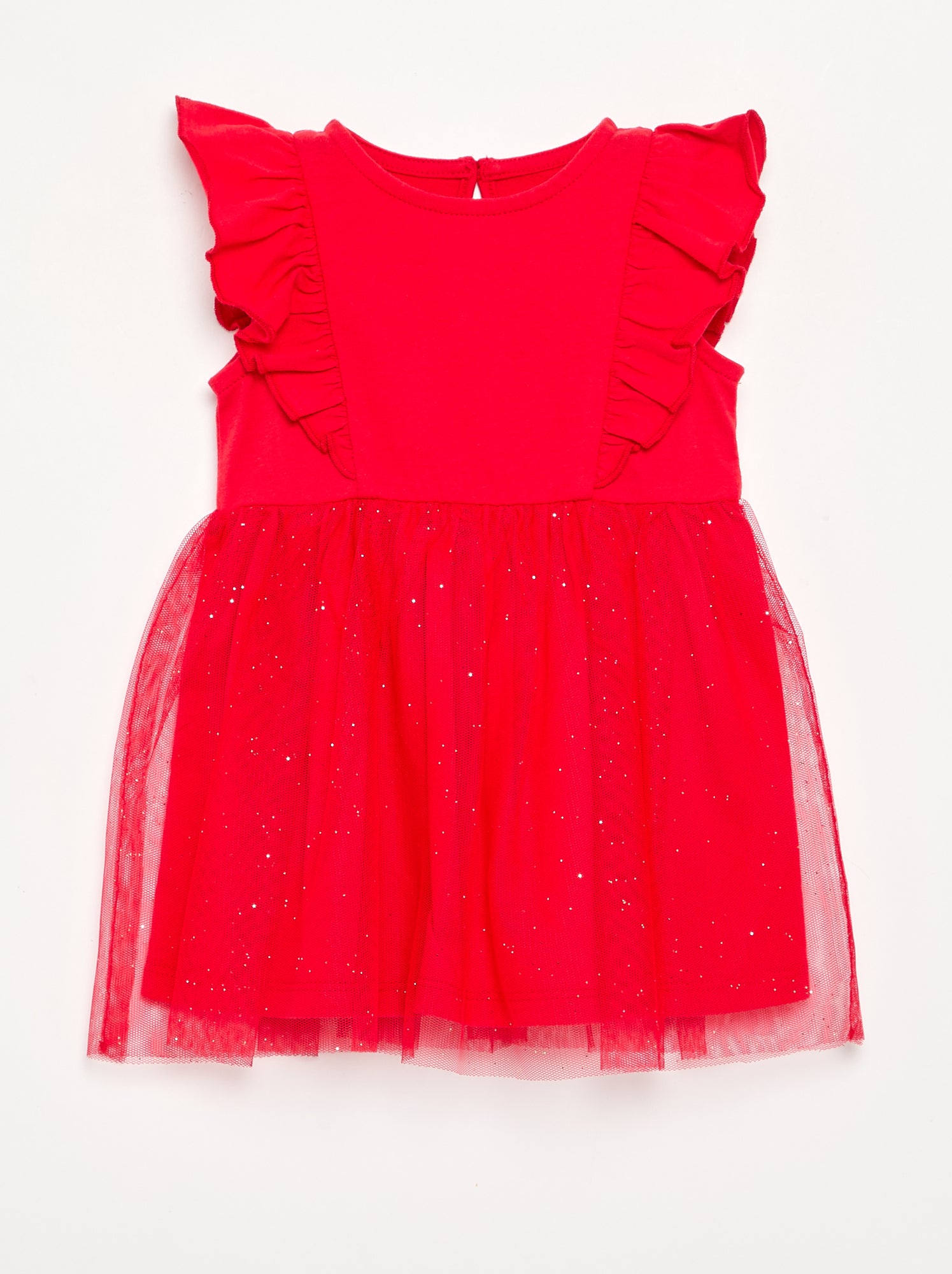 Robe avec base en tulle pailletée - Rouge
