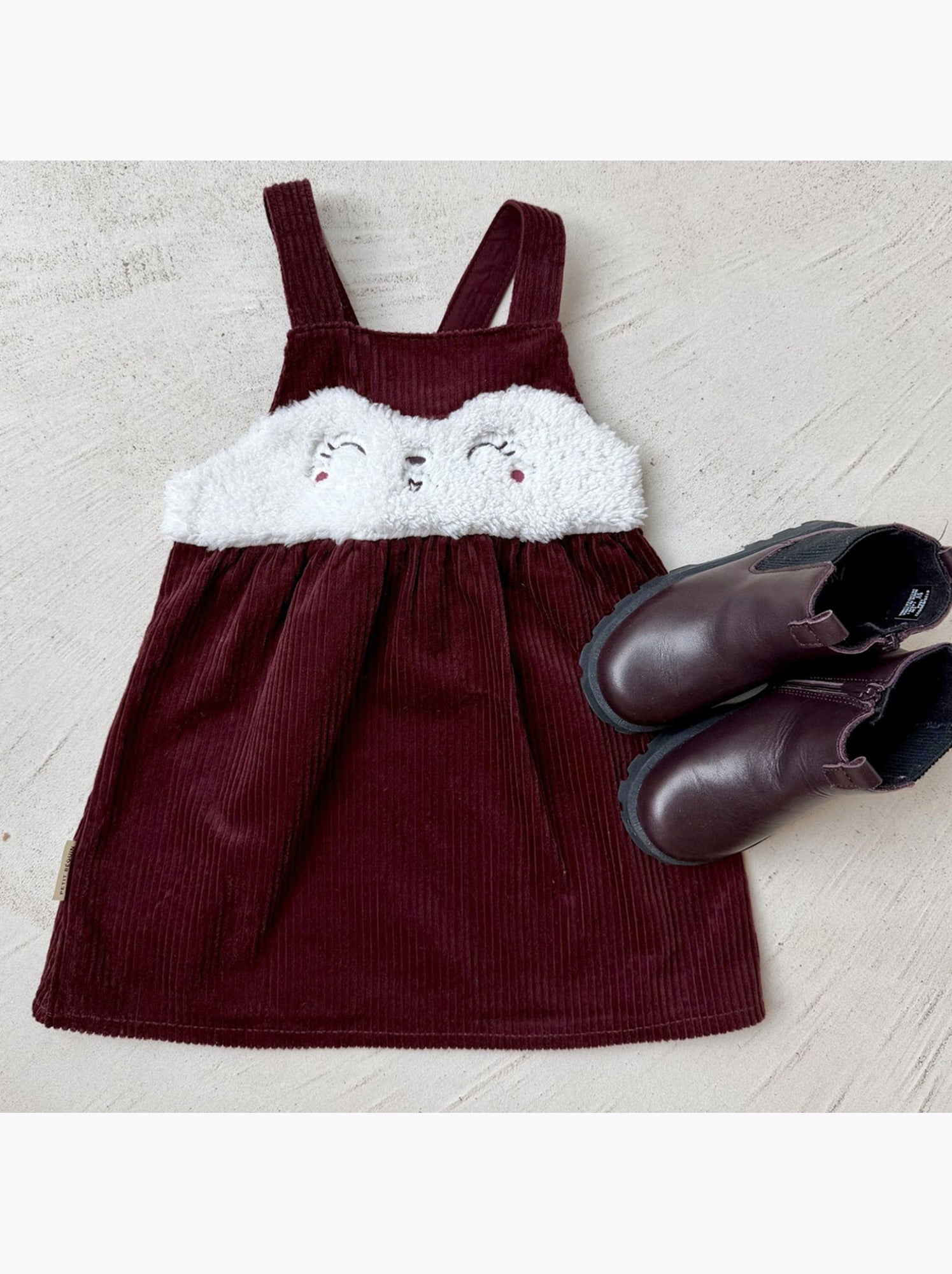 Robe bébé en velours côtelé aimée - Bordeaux