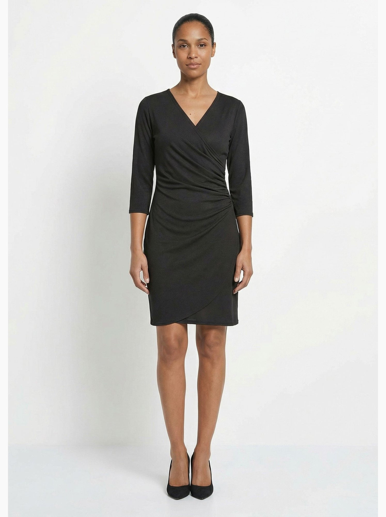 Robe cache coeur jersey cotelé essentiel - afibel - Noir