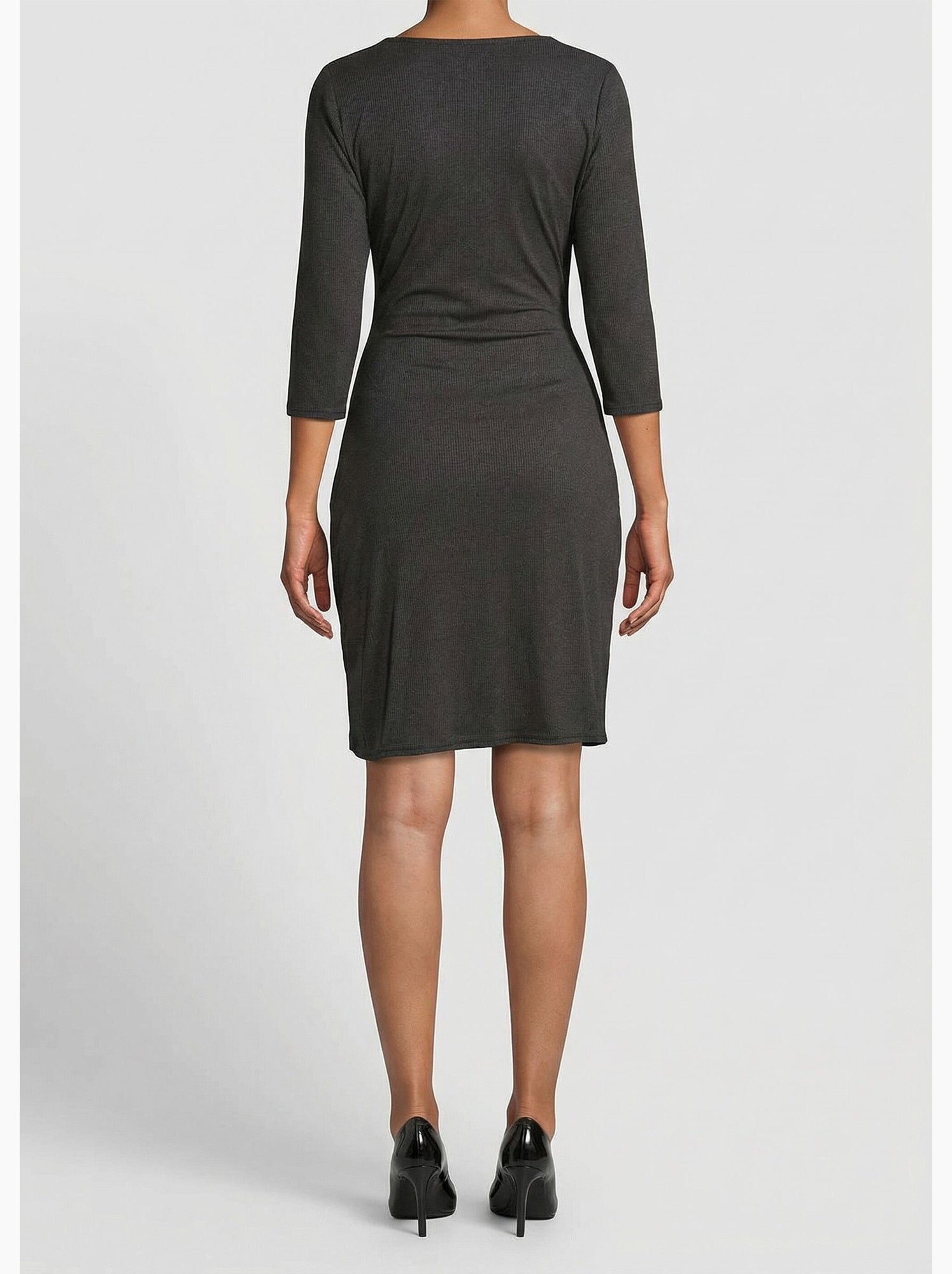 Robe cache coeur jersey cotelé essentiel - afibel - Noir