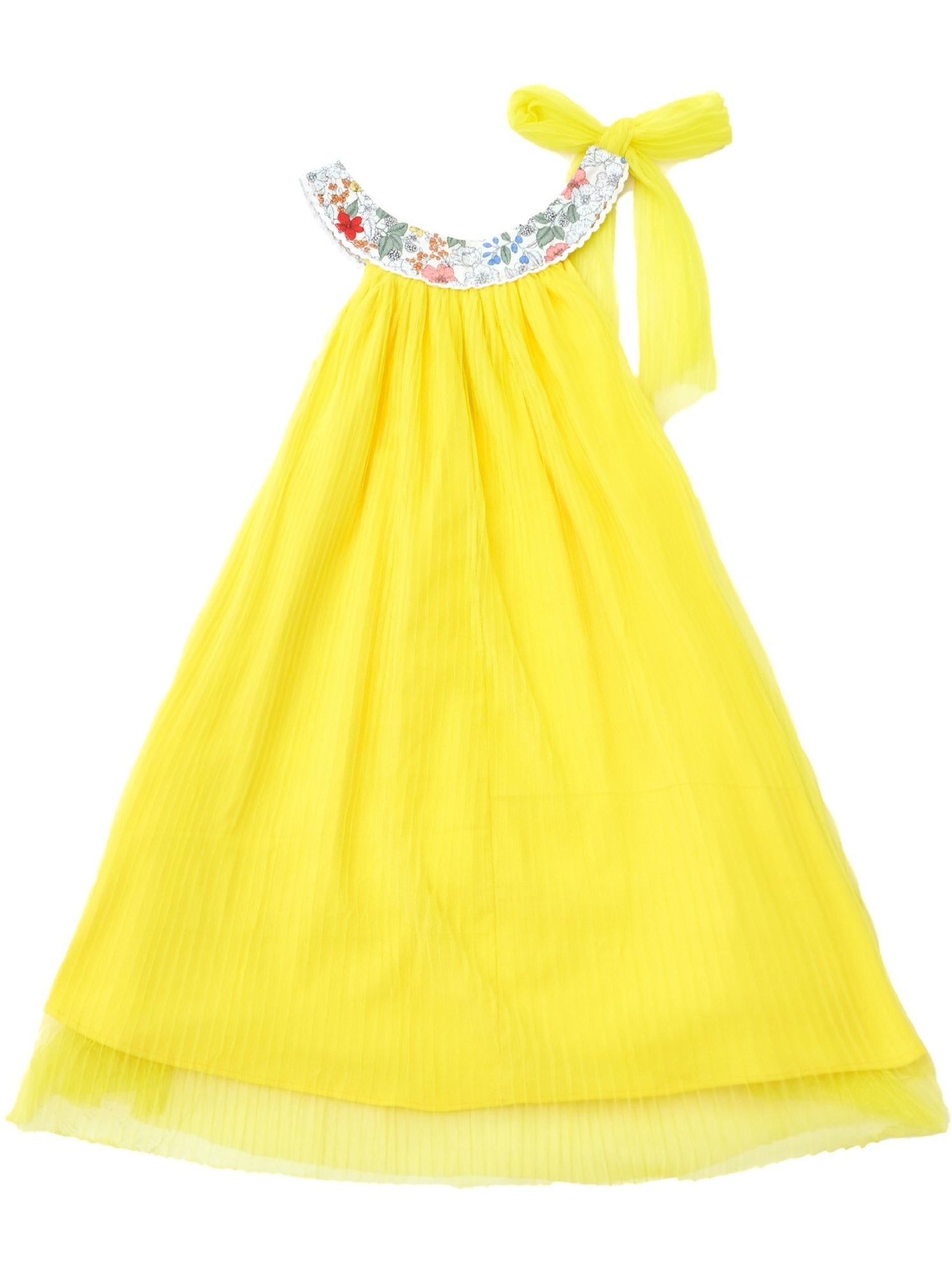 Robe Cérémonie   à Col Fleuri Liberty  ALIZEE - La Faute à Voltaire - Blanc/Jaune/Rose