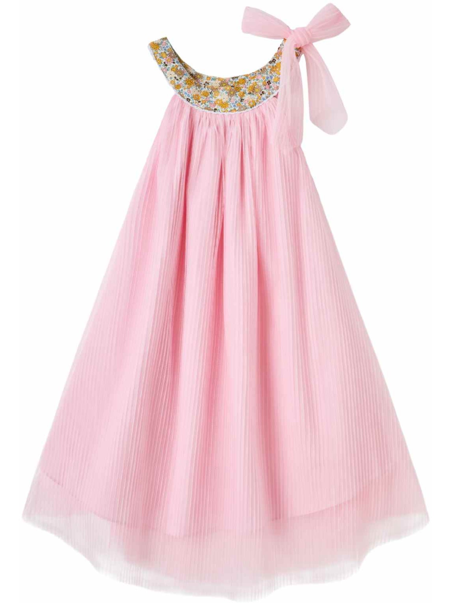 Robe Cérémonie Fille  Voile Blanc Col Liberty Violet  ALIZEE - 'LA FAUTE A VOLTAIRE' - Rose pâle