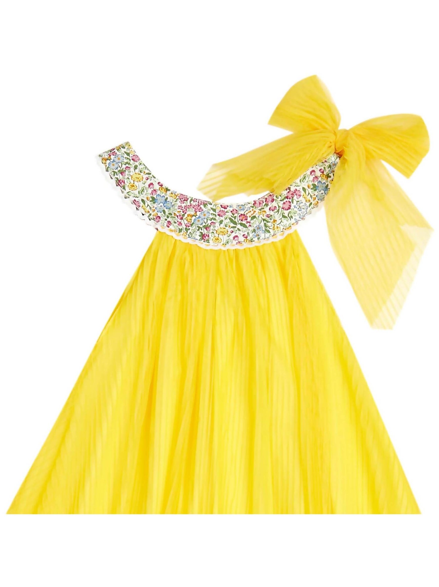 Robe Cérémonie Fille  Voile Blanc Col Liberty Violet  ALIZEE - 'LA FAUTE A VOLTAIRE' - Jaune clair