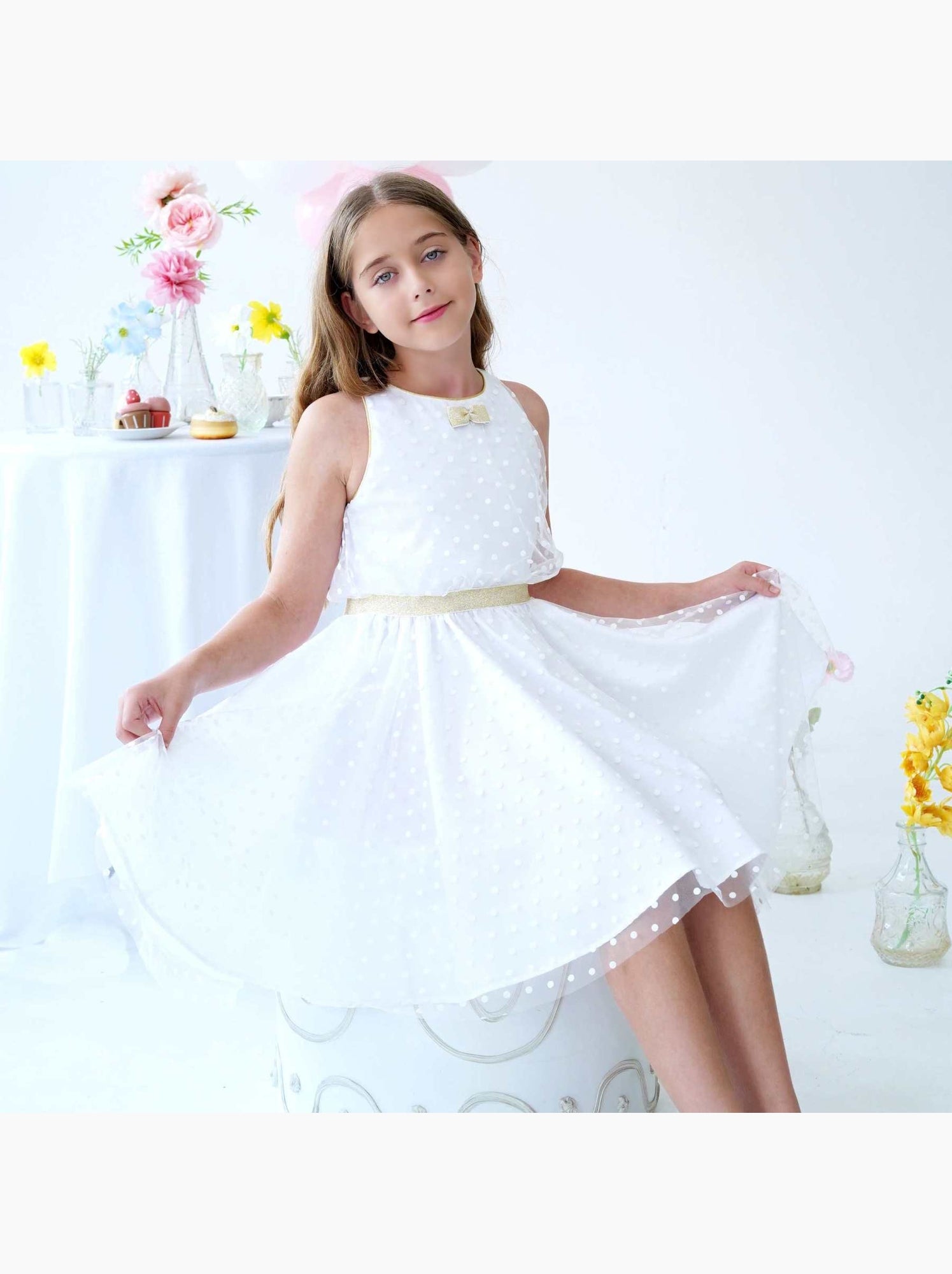 Robe Cérémonie   et  en Tulle  HEPBURN - La Faute à Voltaire - Blanc Doré Blanc