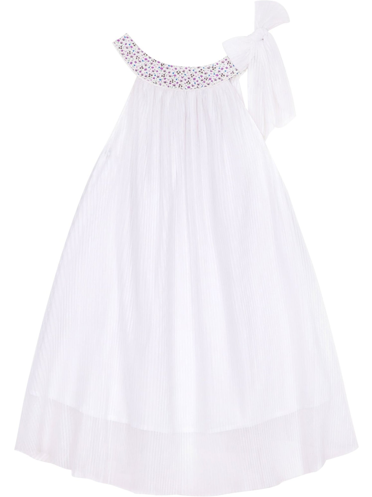 Robe Cérémonie Fille  Voile Blanc Col Liberty Violet  ALIZEE - 'LA FAUTE A VOLTAIRE' - Blanc Violet
