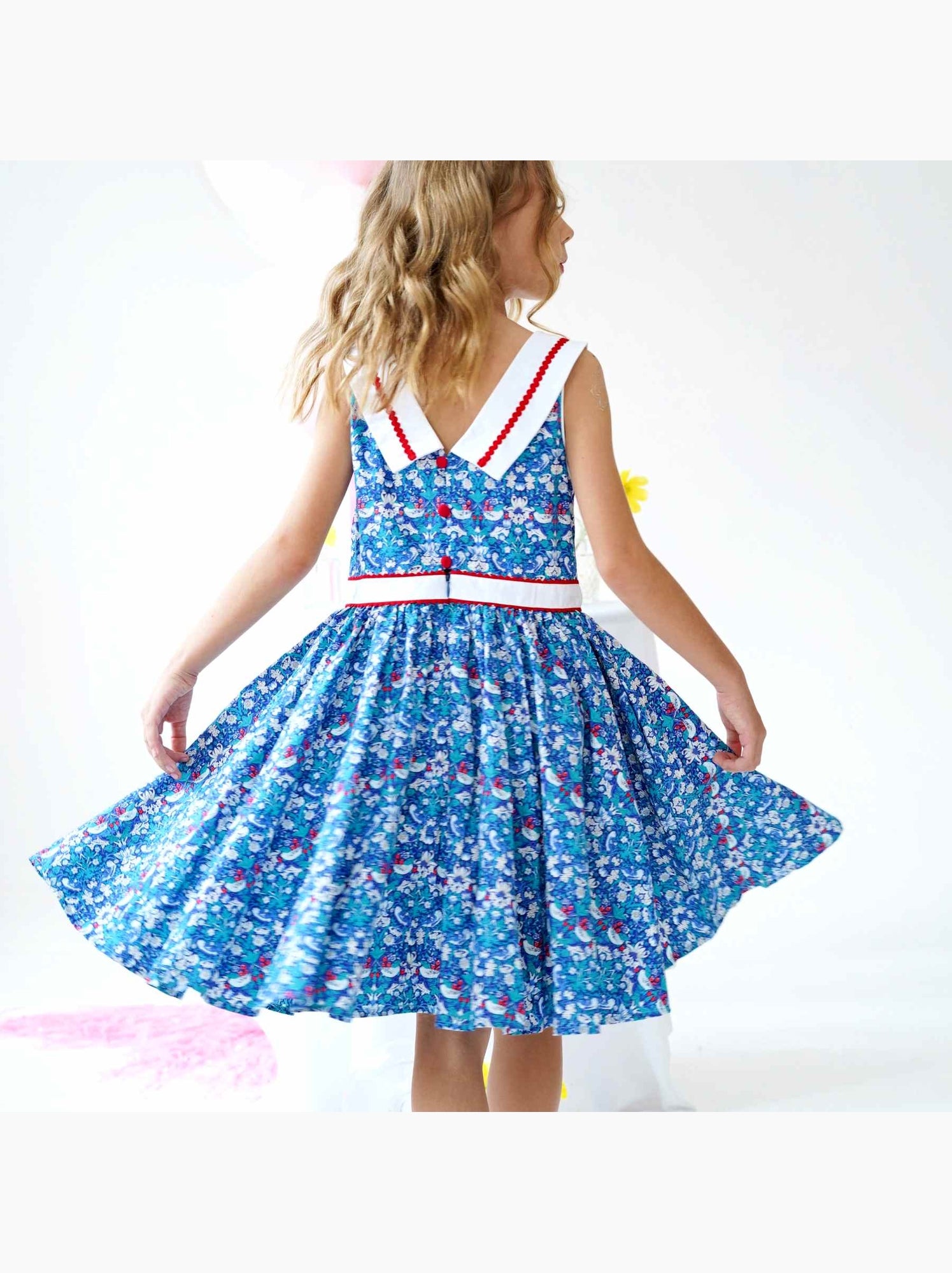 Robe Cérémonie  Fleurie  et   HEPBURN - La Faute à Voltaire - Bleu