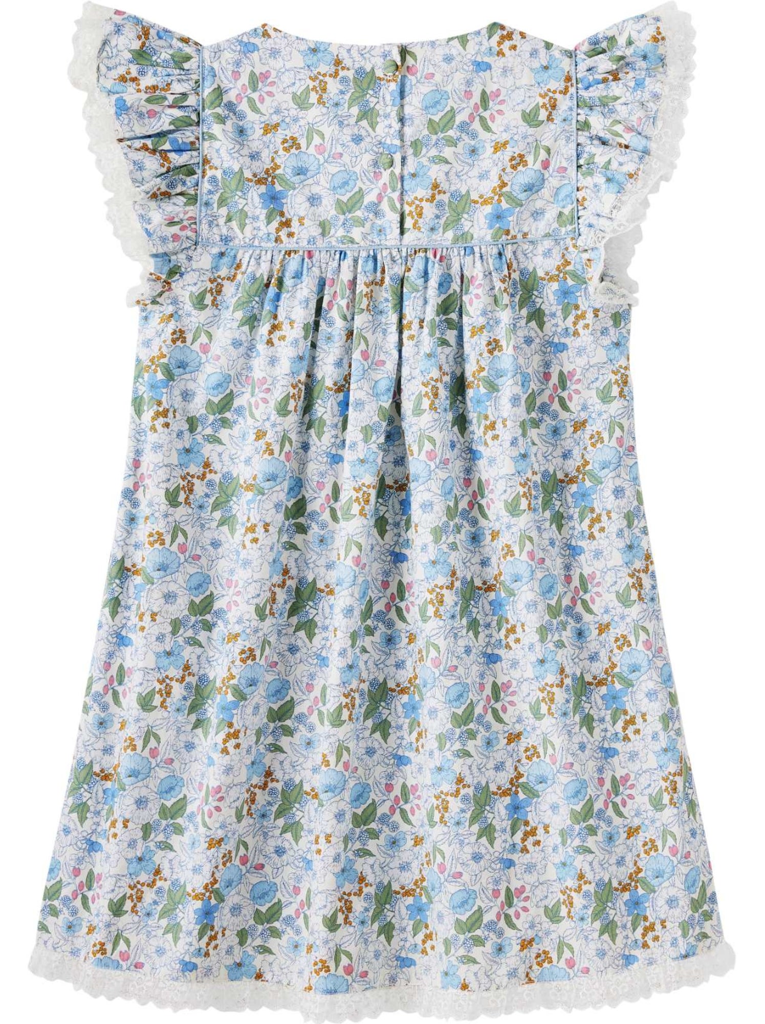 Robe Cérémonie  Fleurie Liberty    APPOLINE - La Faute à Voltaire - Bleu