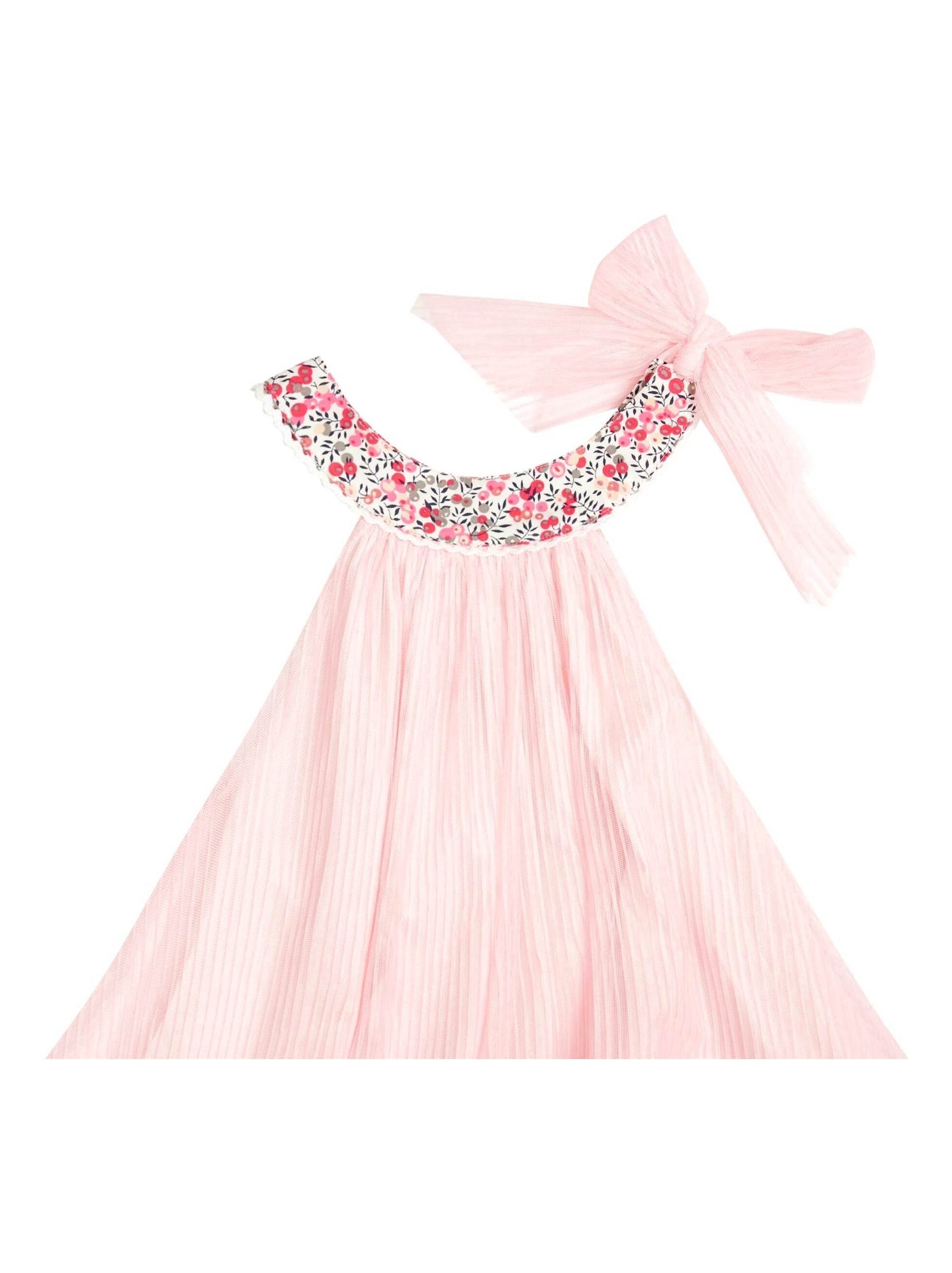 Robe Cérémonie Fille  Voile Blanc Col Liberty Violet  ALIZEE - 'LA FAUTE A VOLTAIRE' - Rose rouge