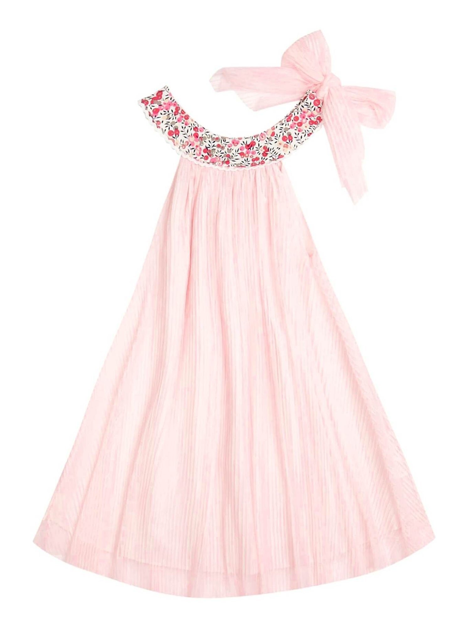 Robe Cérémonie Fille  Voile Blanc Col Liberty Violet  ALIZEE - 'LA FAUTE A VOLTAIRE' - Rose rouge