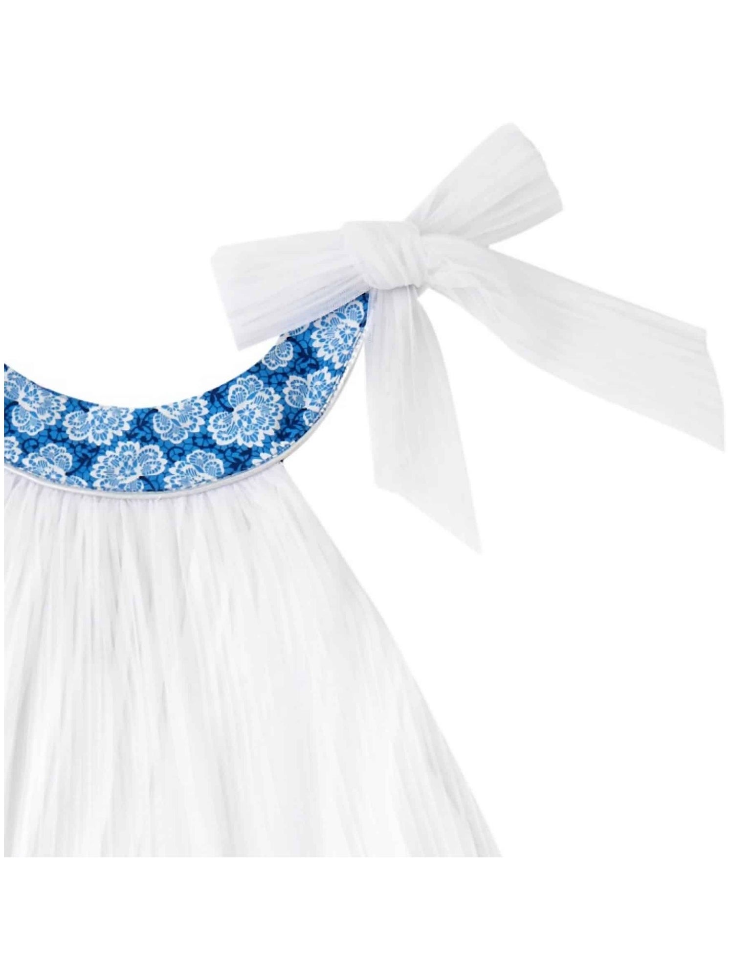 Robe Cérémonie Fille  Voile Blanc Col Liberty Violet  ALIZEE - 'LA FAUTE A VOLTAIRE' - Blanc Bleu