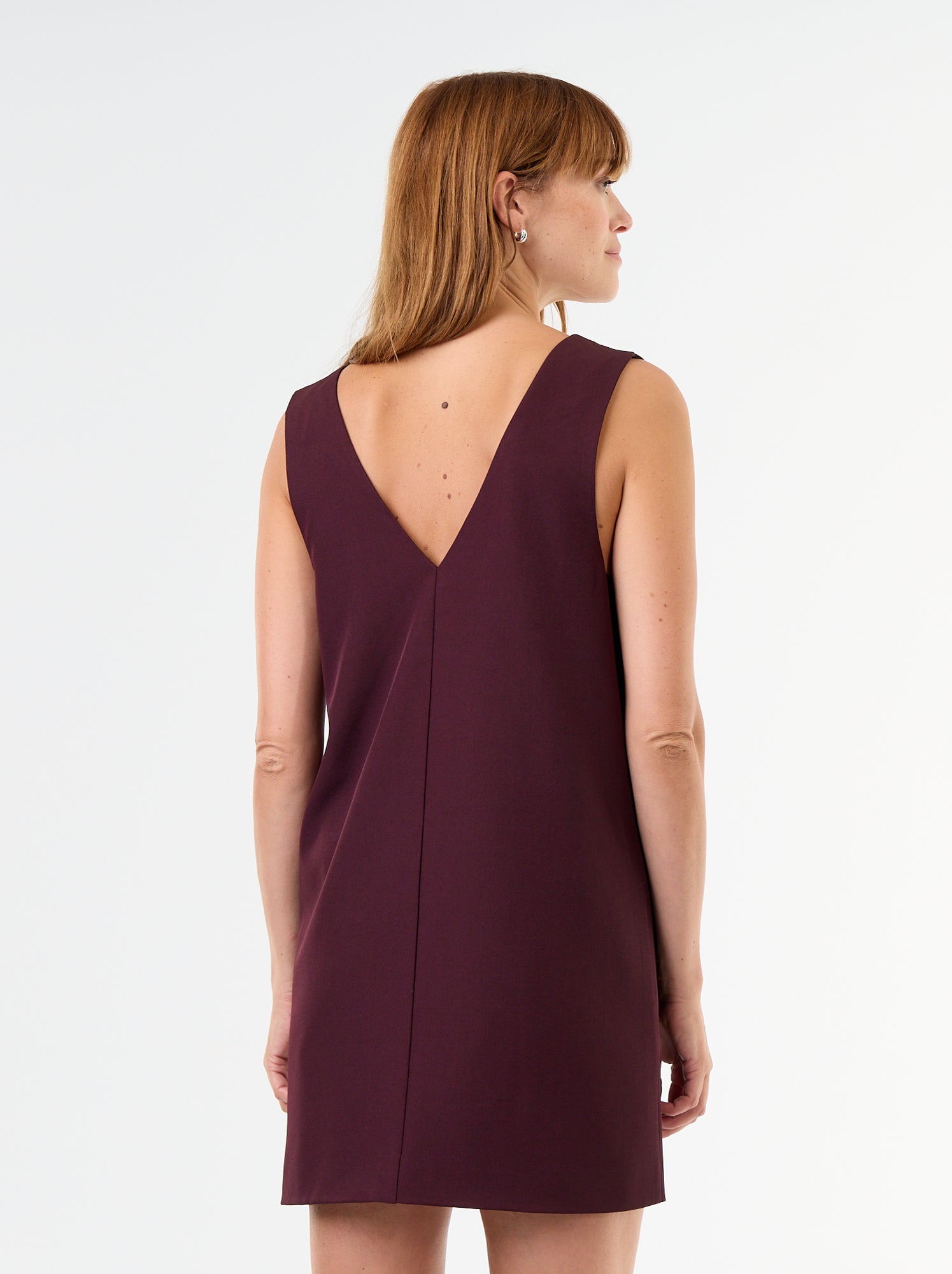 Robe chasuble avec encolure V - Bordeaux