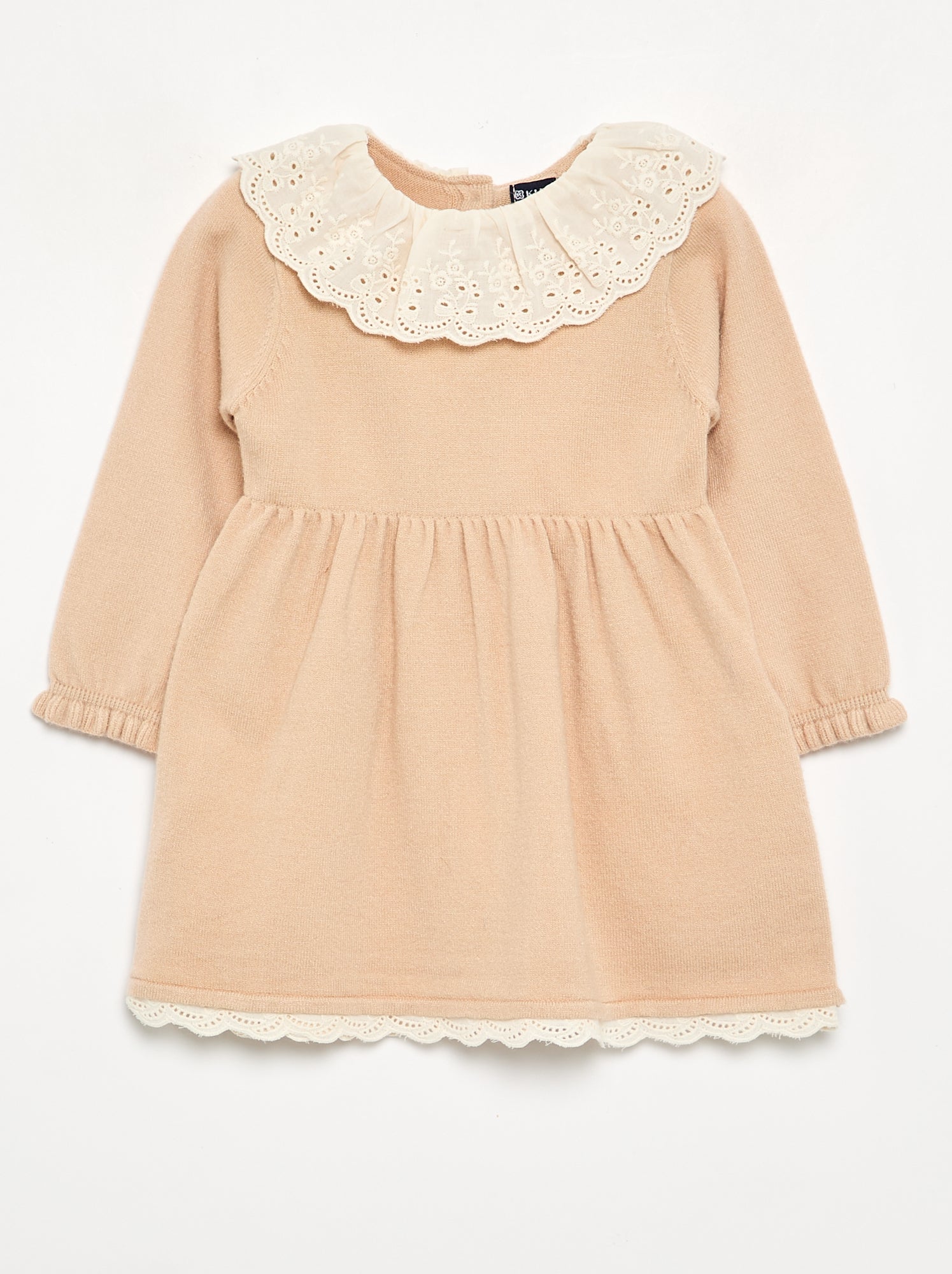 Robe col claudine + collants - Beige