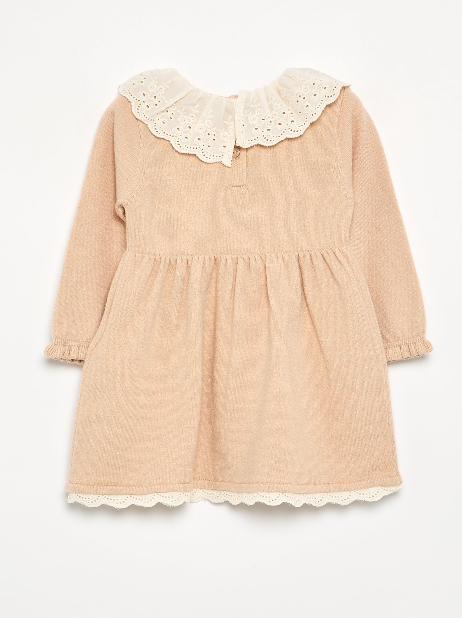 Robe col claudine + collants - Beige