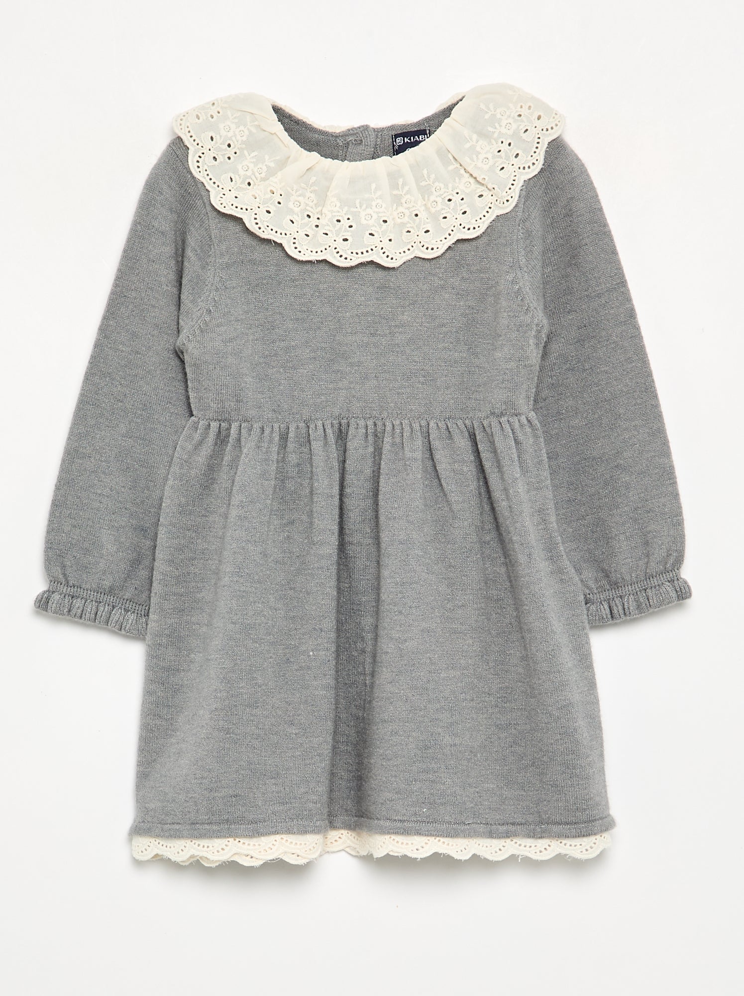 Robe col claudine + collants - Gris