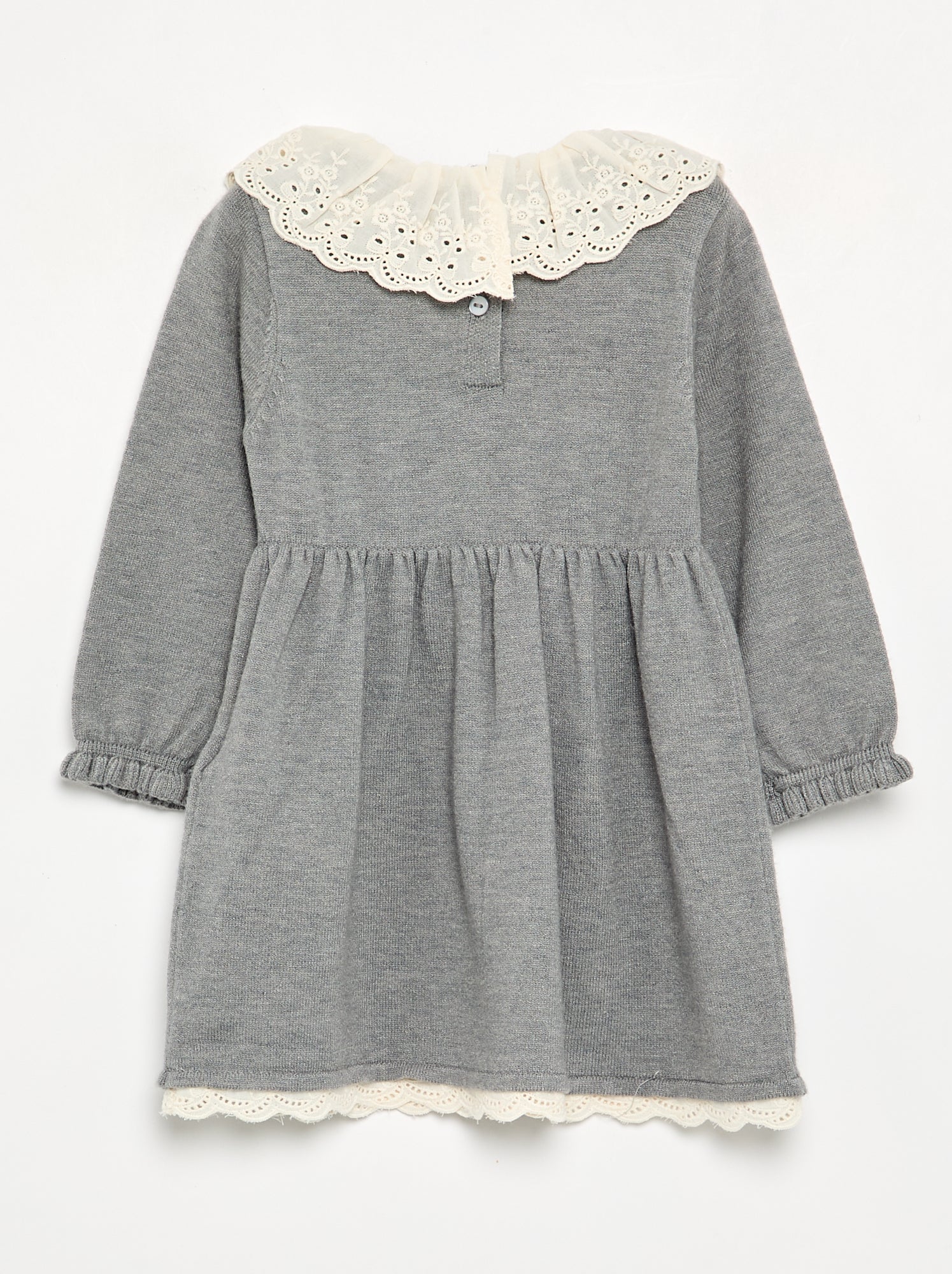 Robe col claudine + collants - Gris