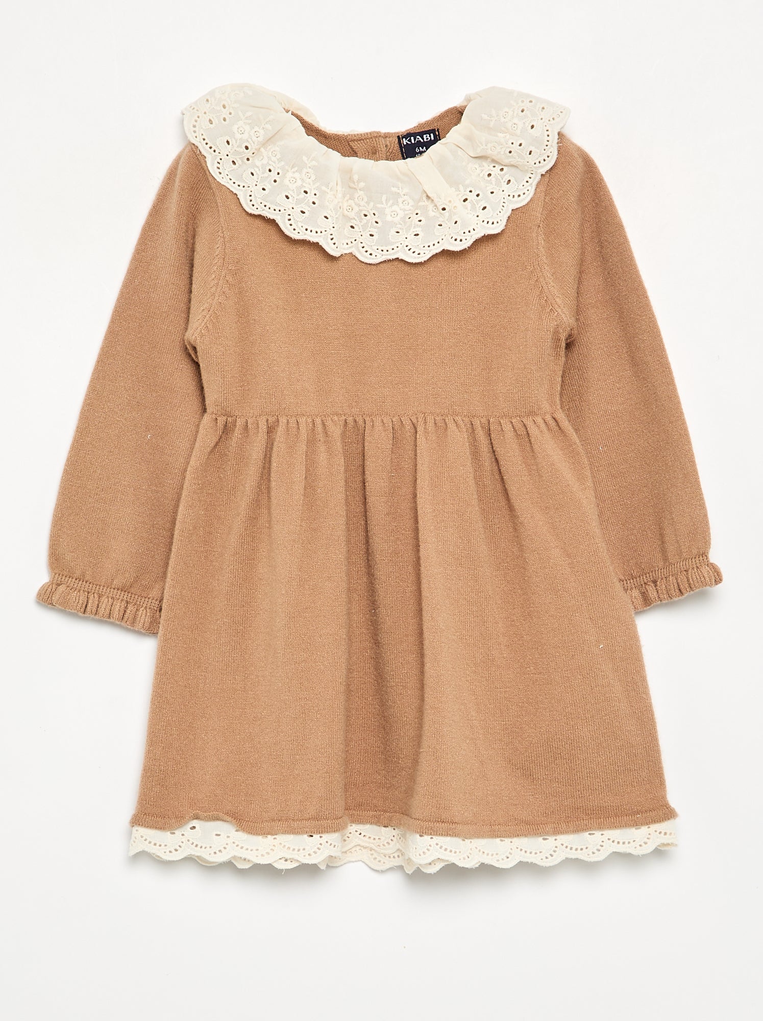 Robe col claudine + collants - Marron