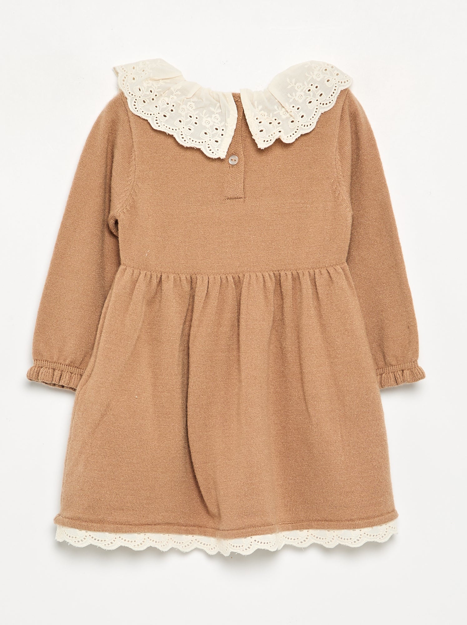 Robe col claudine + collants - Marron