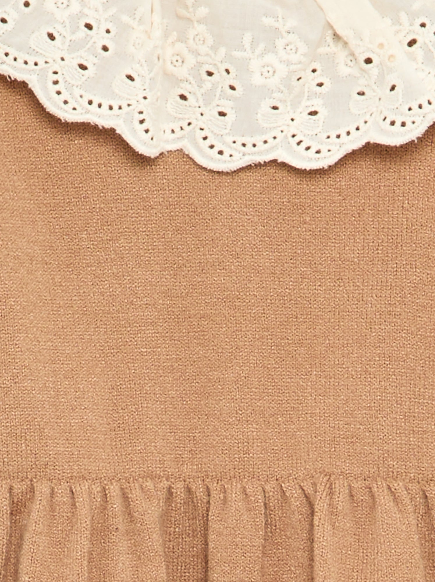 Robe col claudine + collants - Marron