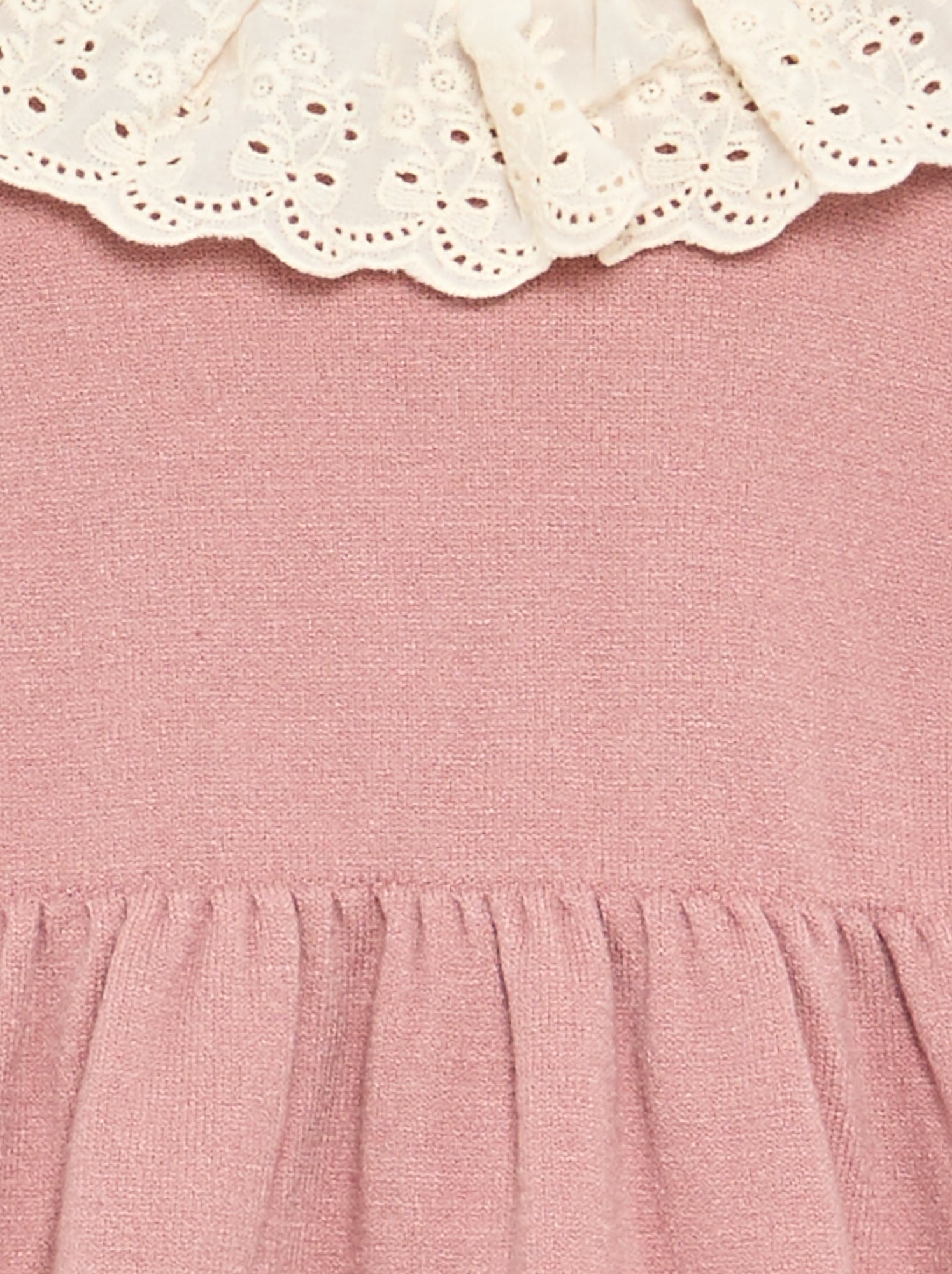 Robe col claudine + collants - Rose