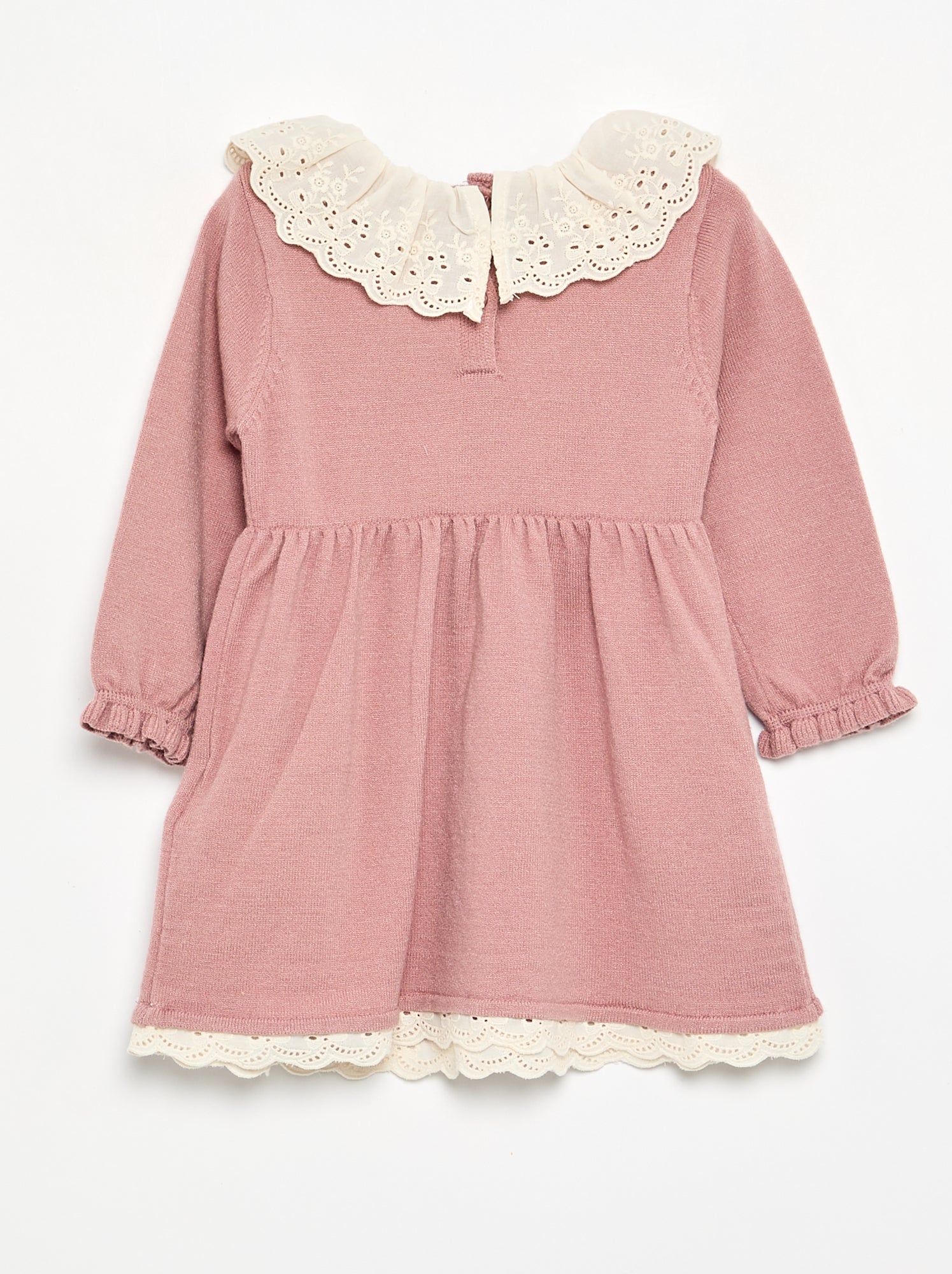Robe col claudine + collants - Rose