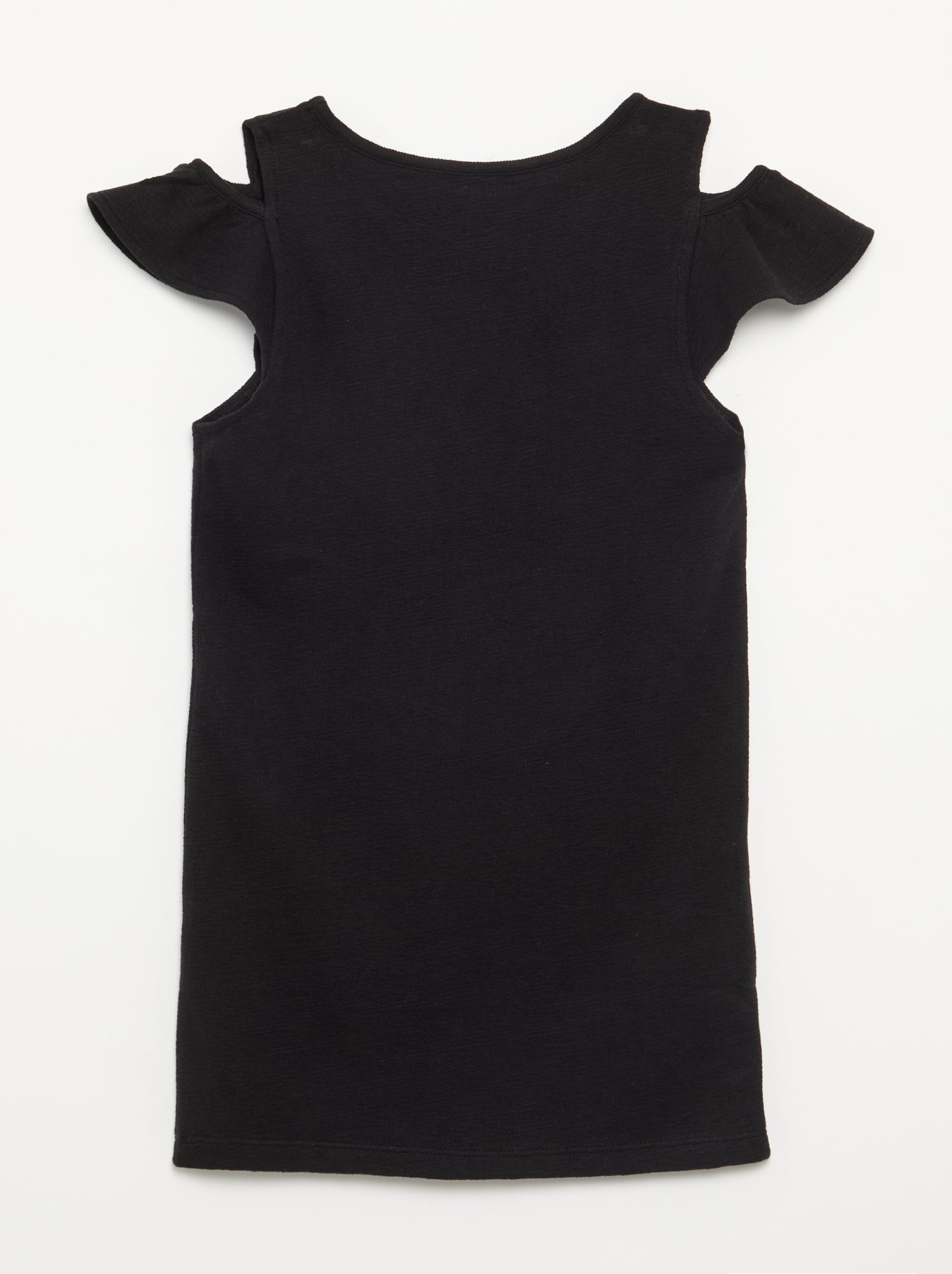 Robe coupe mi-cuisse avec ouvertures aux épaules - Noir