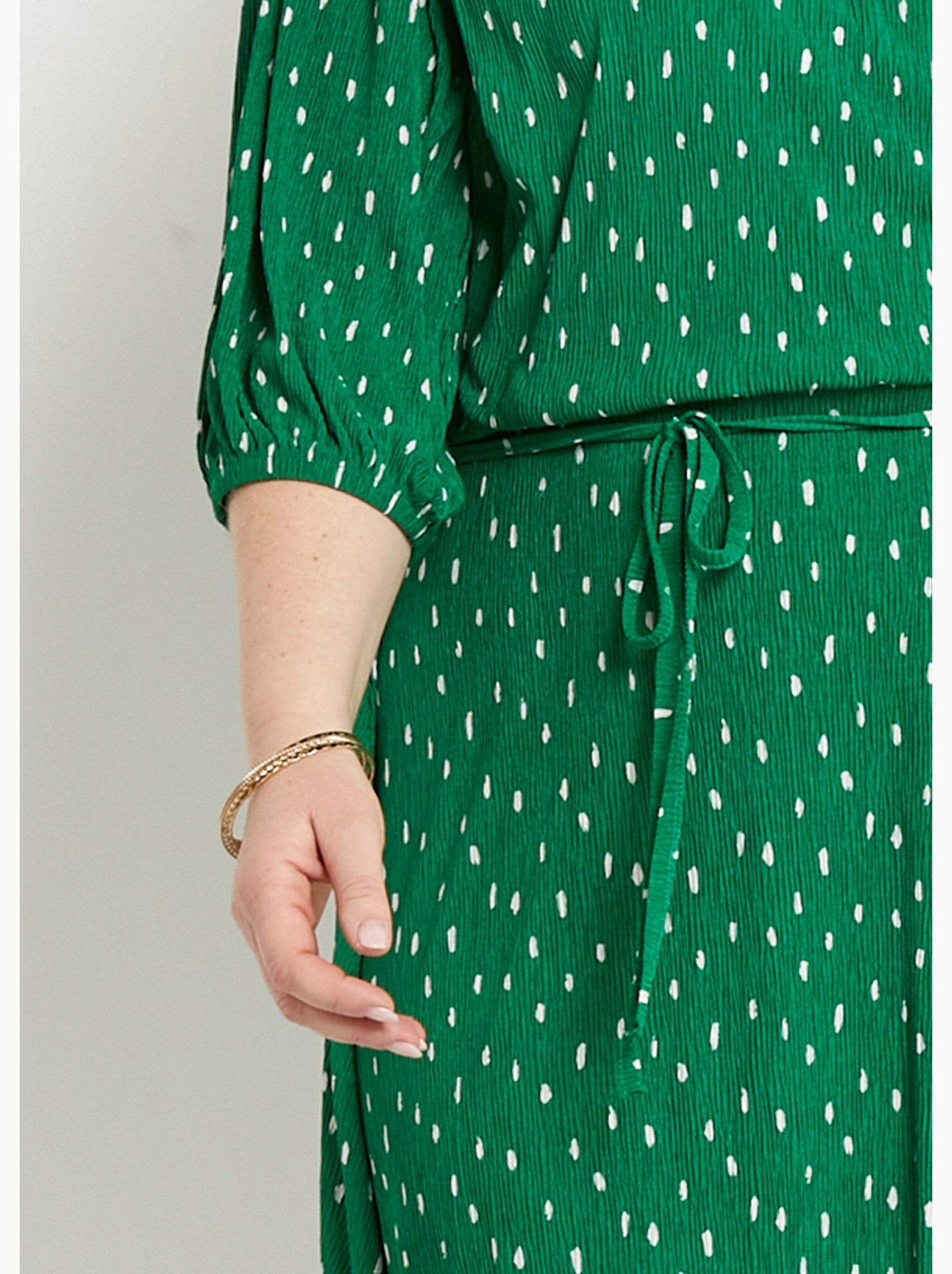 Robe courte cache-coeur imprimé pois - afibel - Blanc Vert