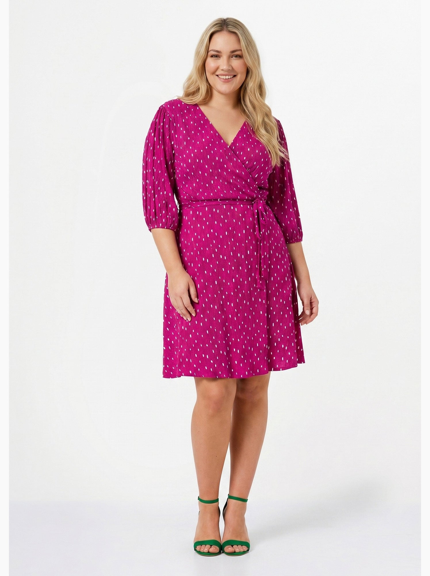 Robe courte cache-coeur imprimé pois - afibel - Blanc Violet