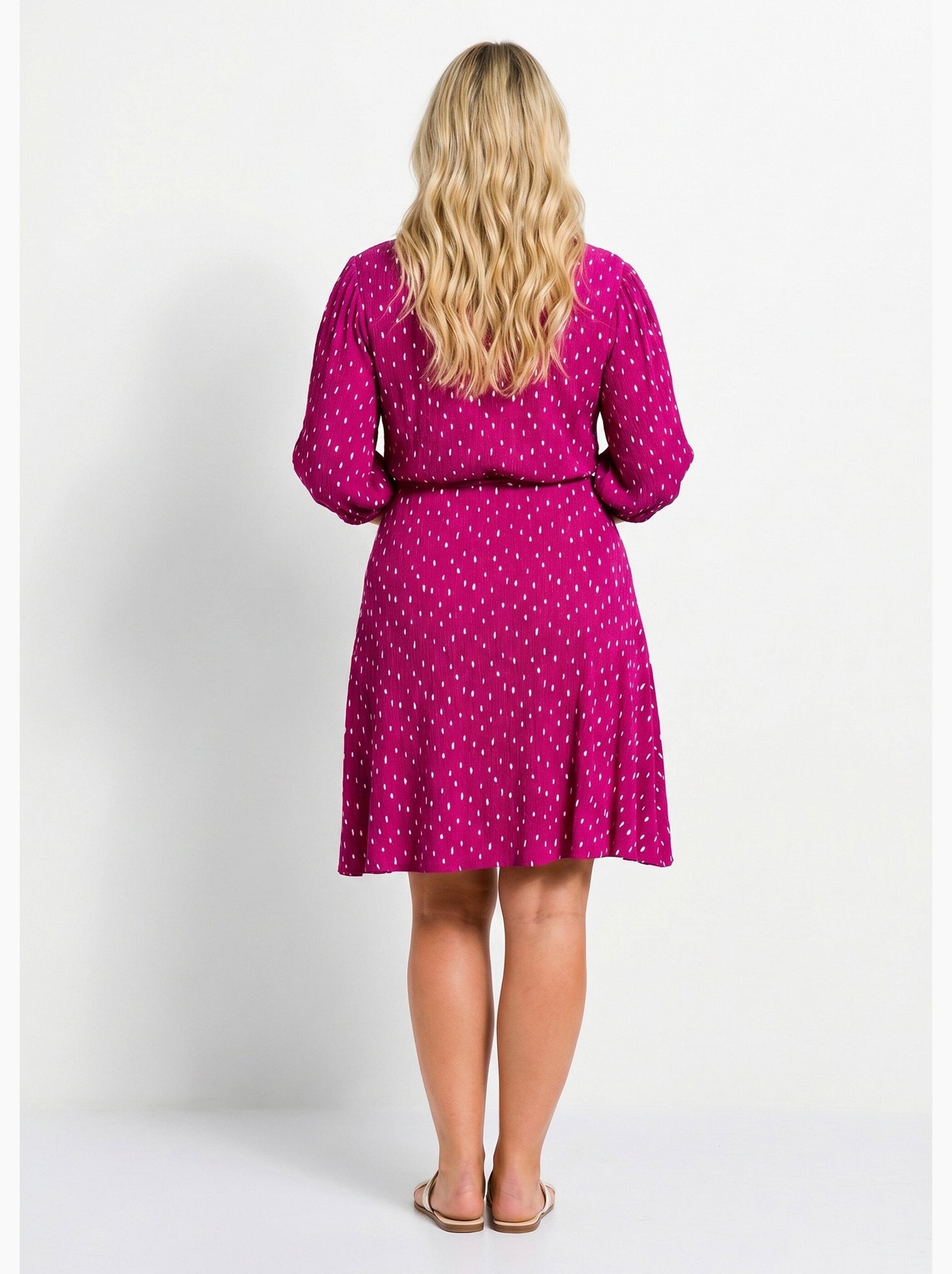 Robe courte cache-coeur imprimé pois - afibel - Blanc Violet