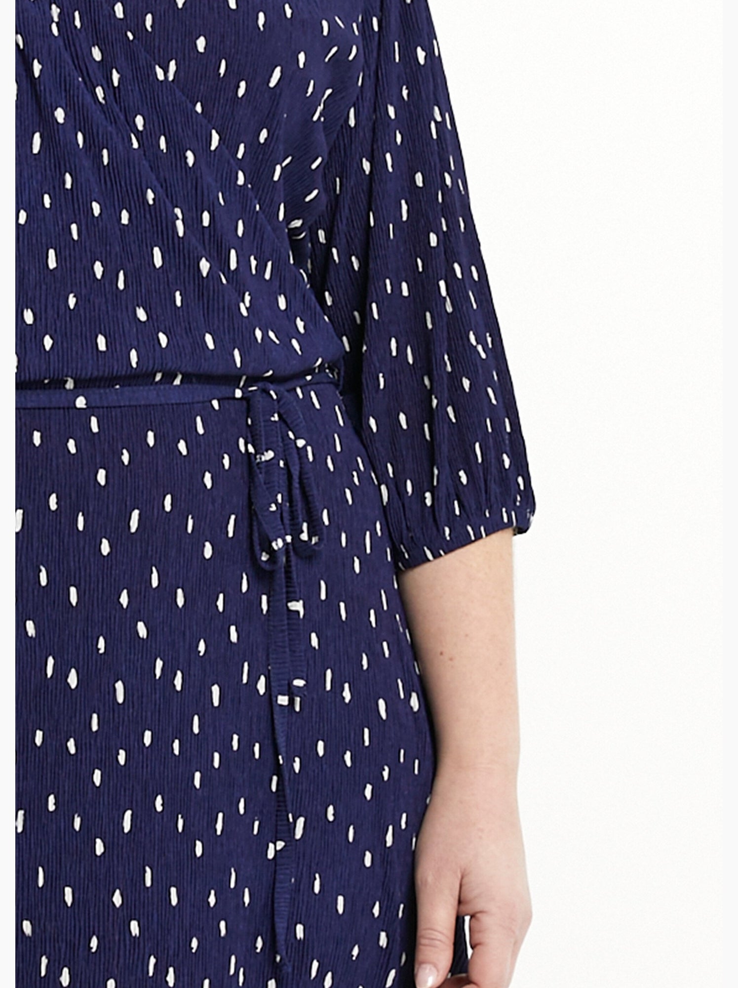 Robe courte cache-coeur imprimé pois - afibel - Marine/Blanc
