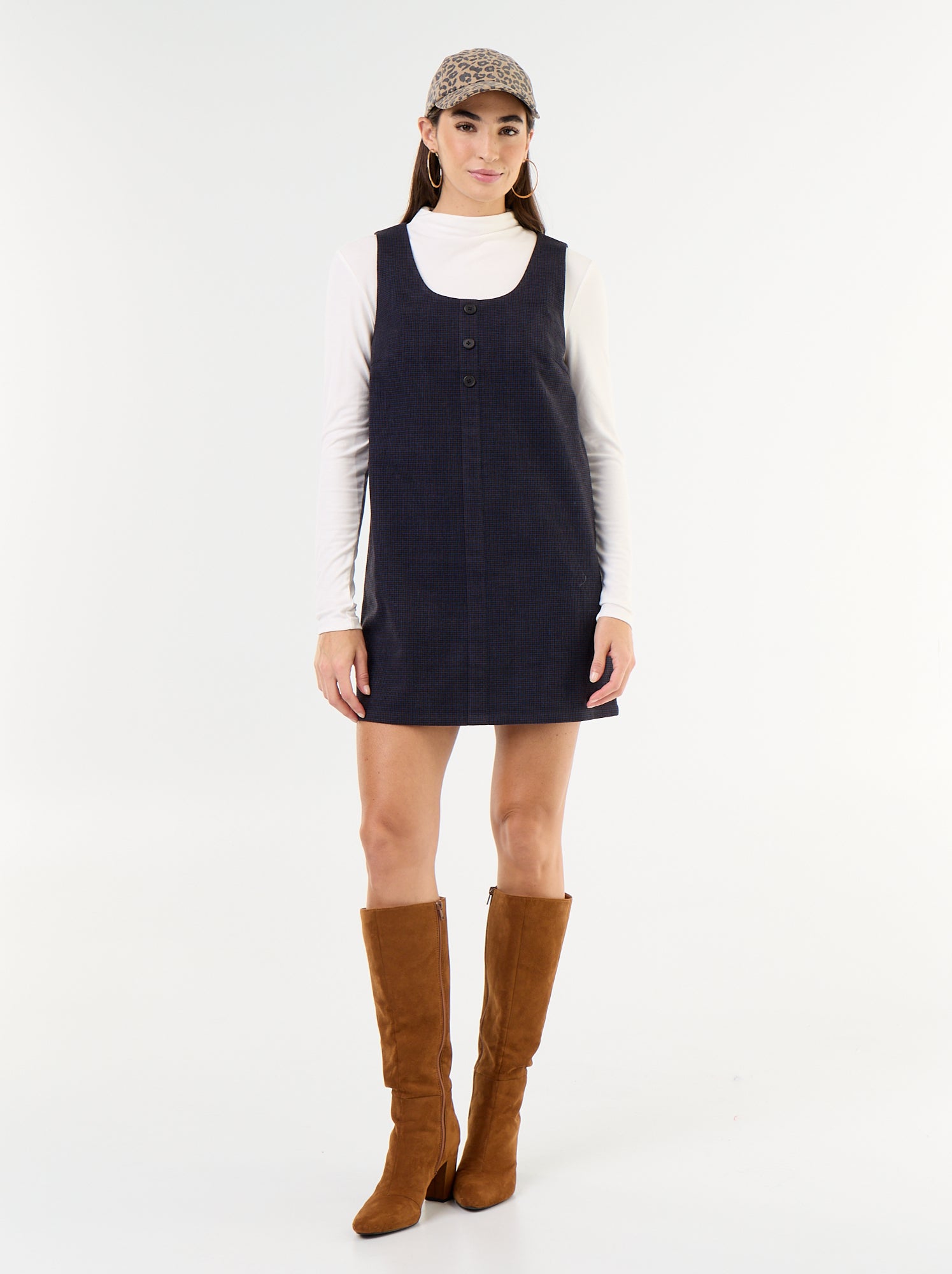 Robe courte forme chasuble - Marron (GJN86_2)