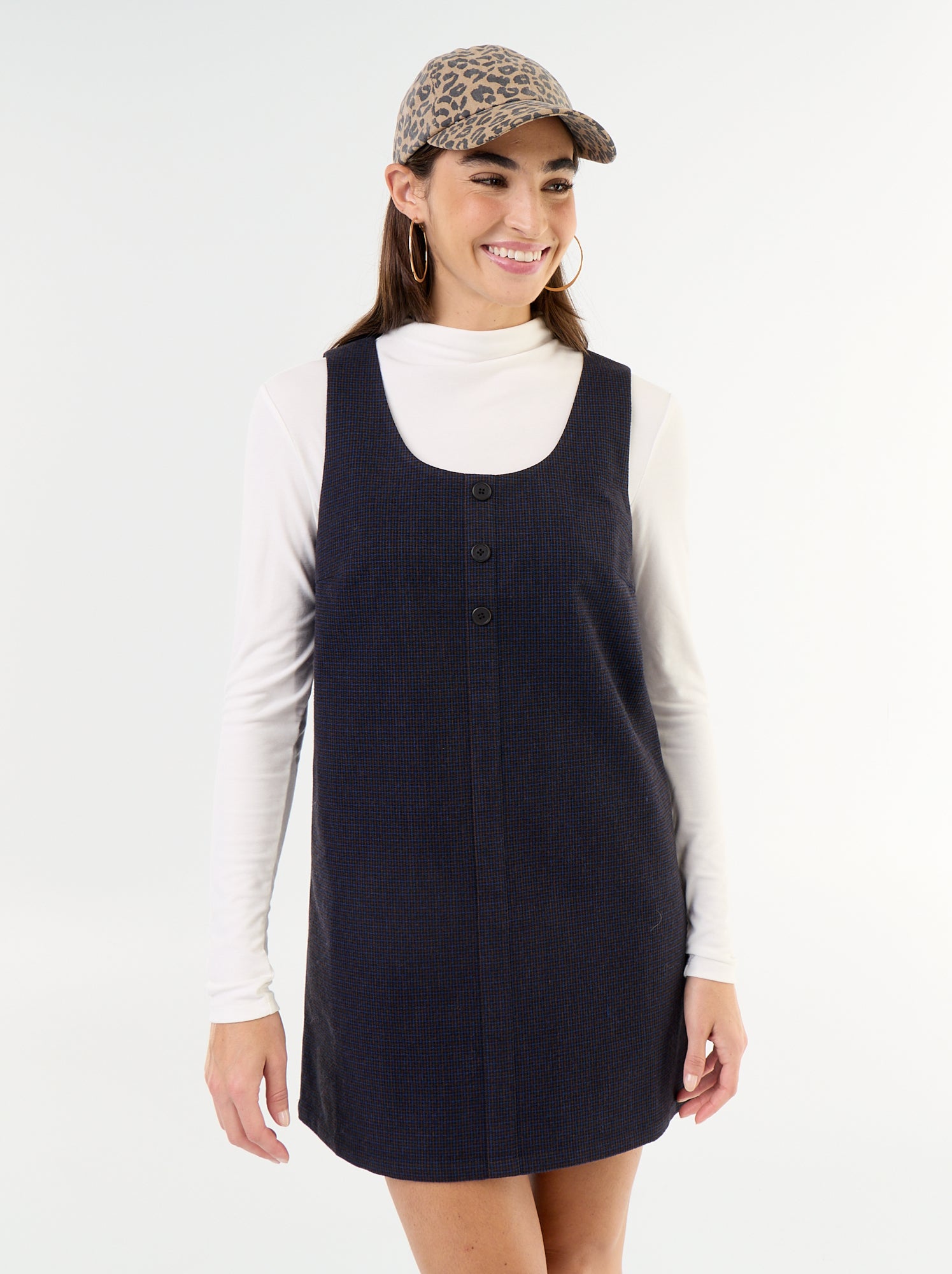 Robe courte forme chasuble - Marron (GJN86_2)