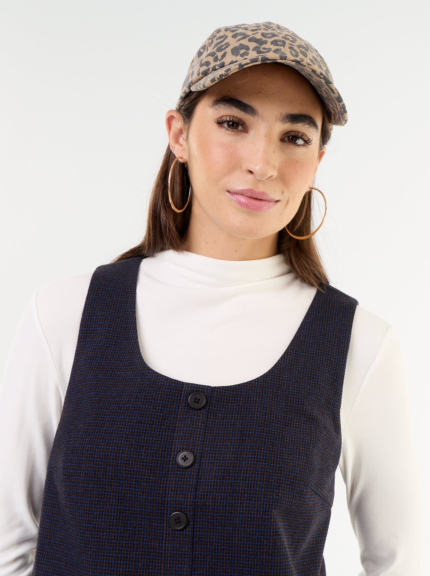 Robe courte forme chasuble - Marron (GJN86_2)