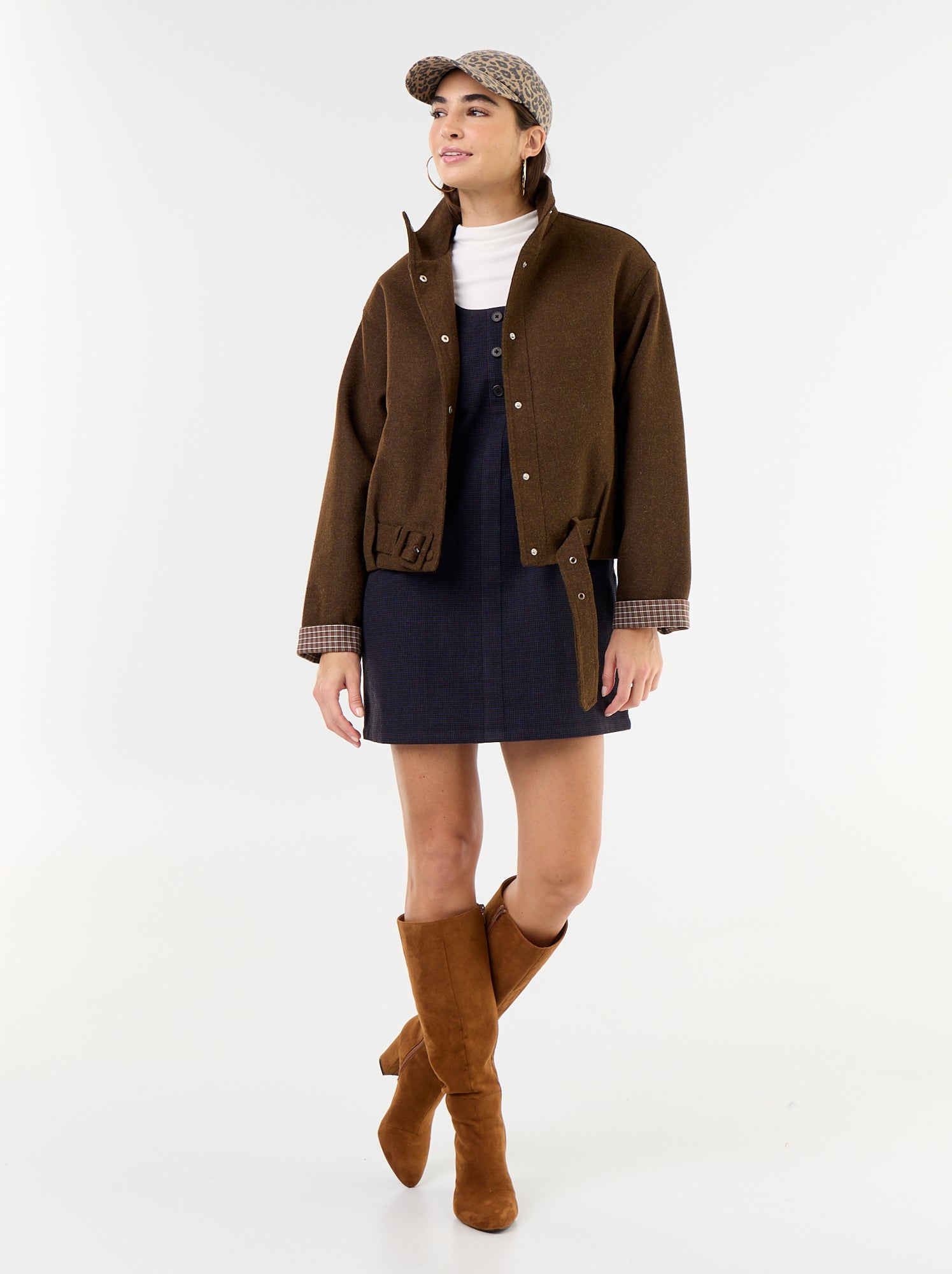 Robe courte forme chasuble - Marron (GJN86_2)