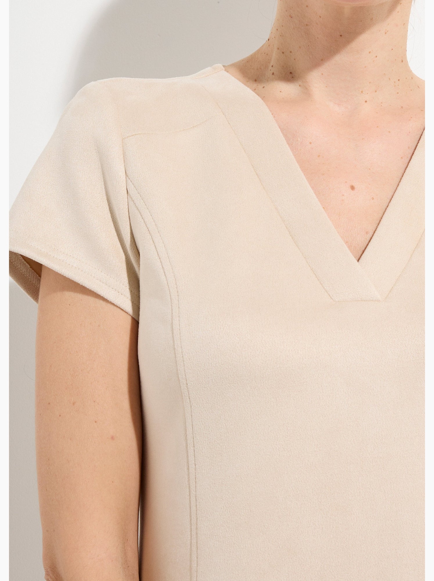 Robe courte tissu suédé velouté - afibel - Beige